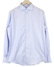 SUITSUPPLY Men's Formal Shirt ~L Blue Melange Cotton Cutaway Extra Slim Fitted