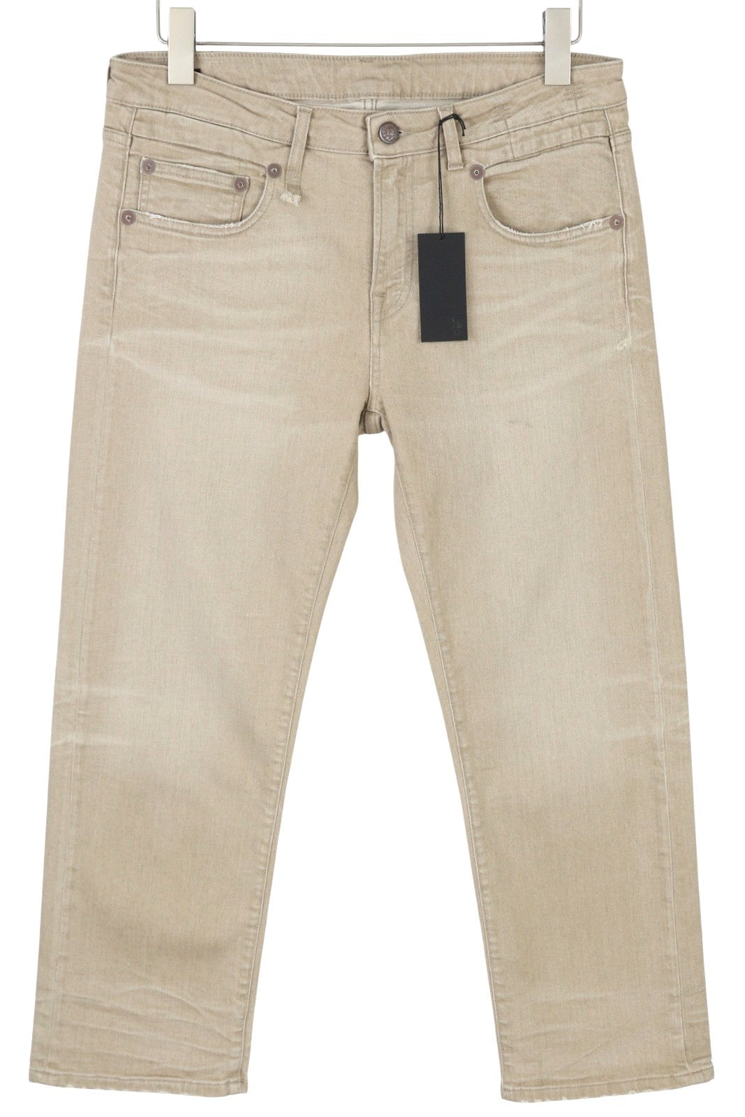 R13 Boy Straight Women Jeans 30 Sand Stretch Faded Cropped Ankle Length RRP549