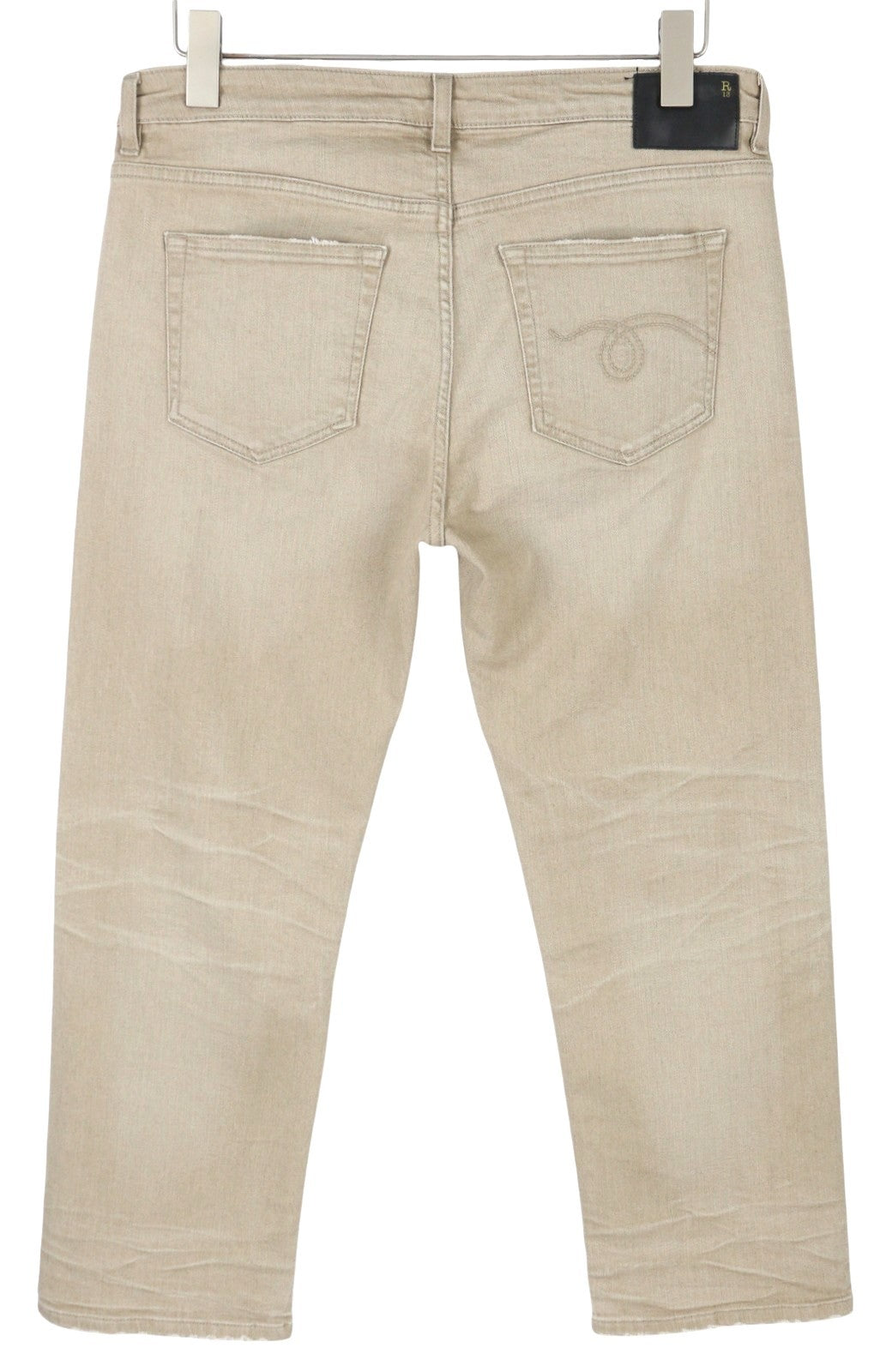 R13 Boy Straight Women Jeans 30 Sand Stretch Faded Cropped Ankle Length RRP549