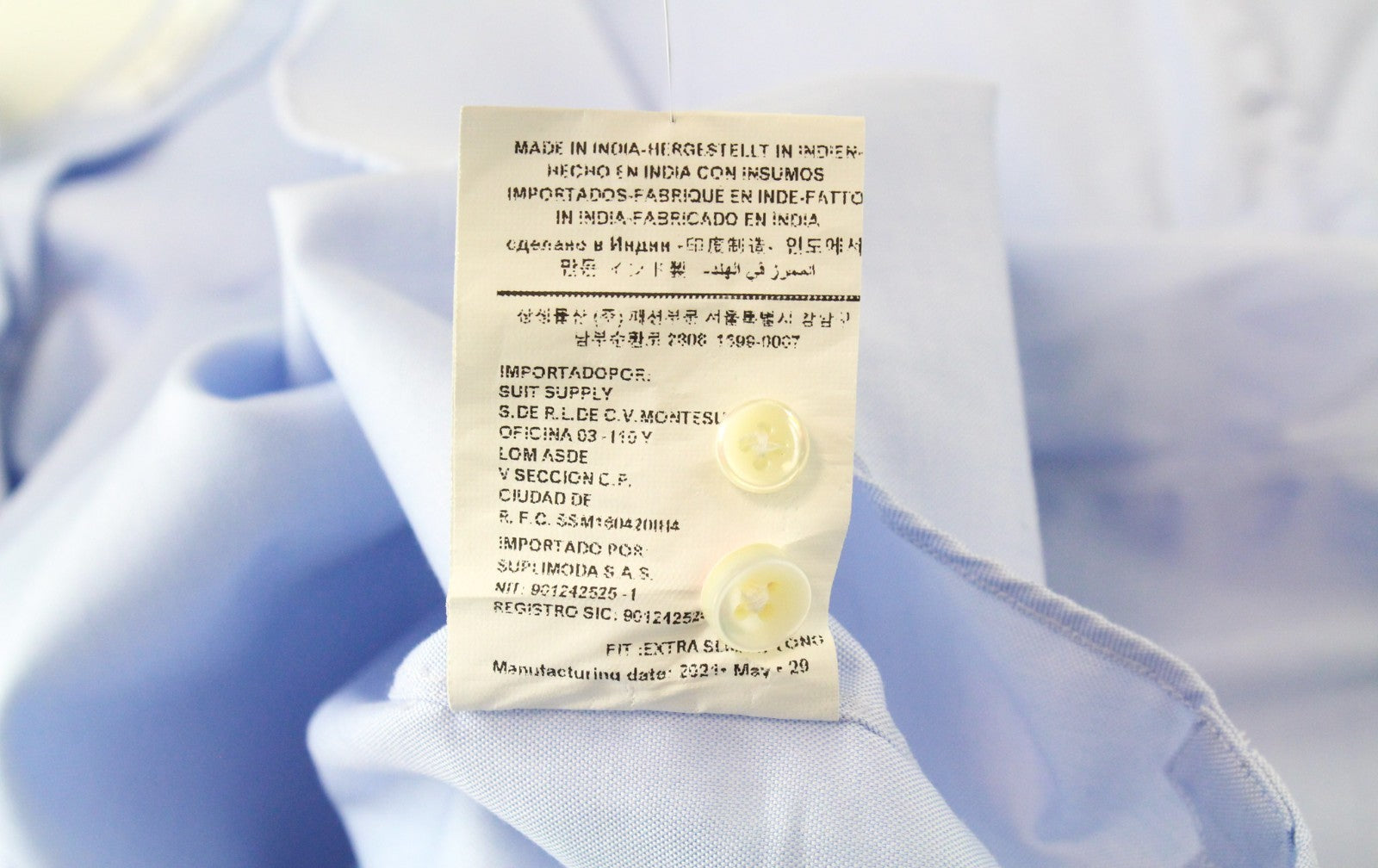 „SUITSUPPLY“ vyriški formalūs marškinėliai, 45L/17,75L, šviesiai mėlyni, medvilniniai, iškirpti, ploni, formalūs 