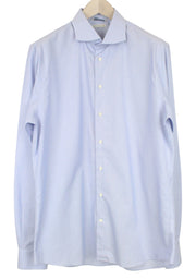 SUITSUPPLY Men's Formal Shirt 43.7/17L Blue Striped Cotton Extra Slim Cutaway