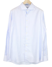 SUITSUPPLY Men's Formal Shirt 44/17.5 Blue Striped Cotton Slim Fit Long Sleeve