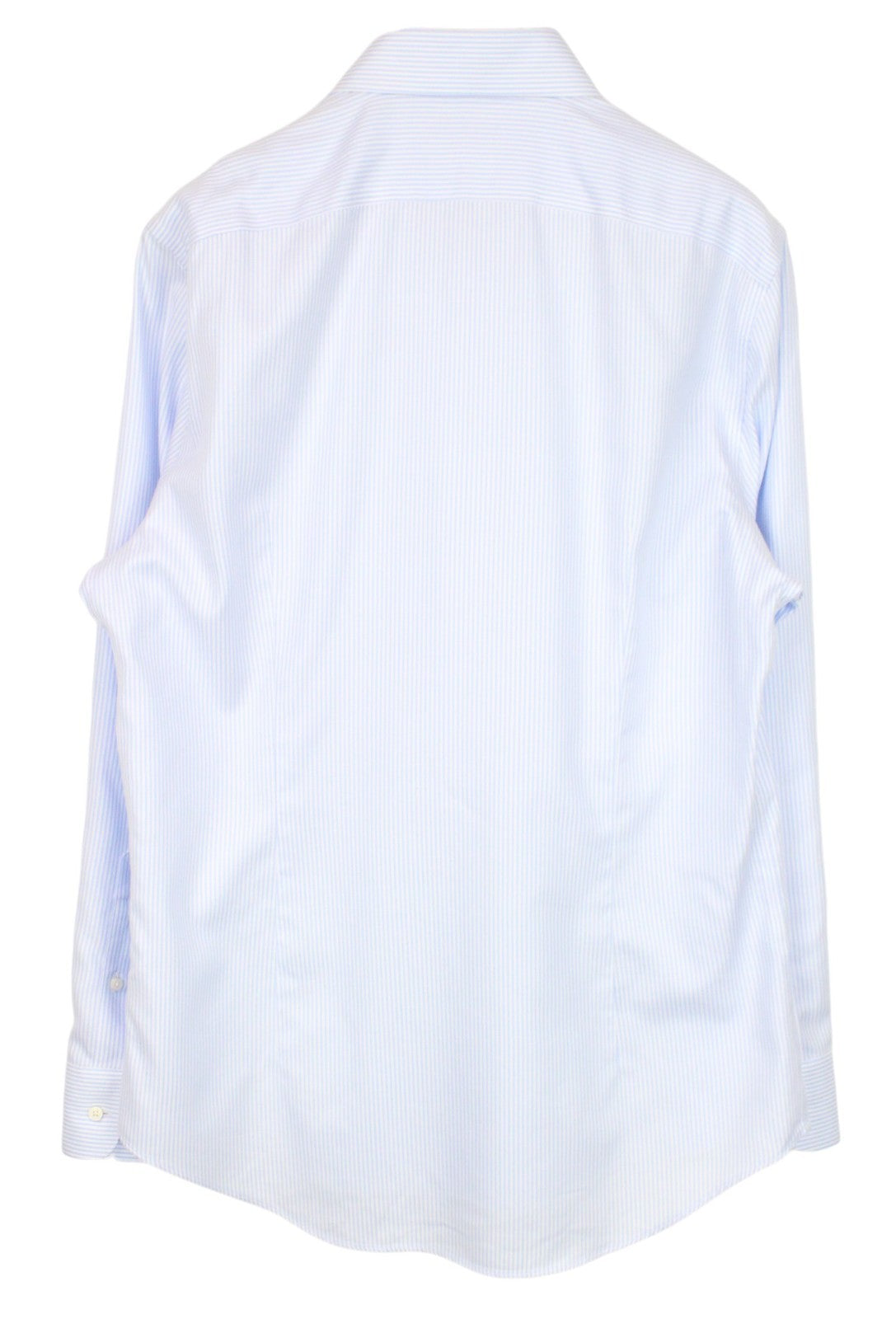 SUITSUPPLY Men's Formal Shirt 44/17.5 Blue Striped Cotton Slim Fit Long Sleeve