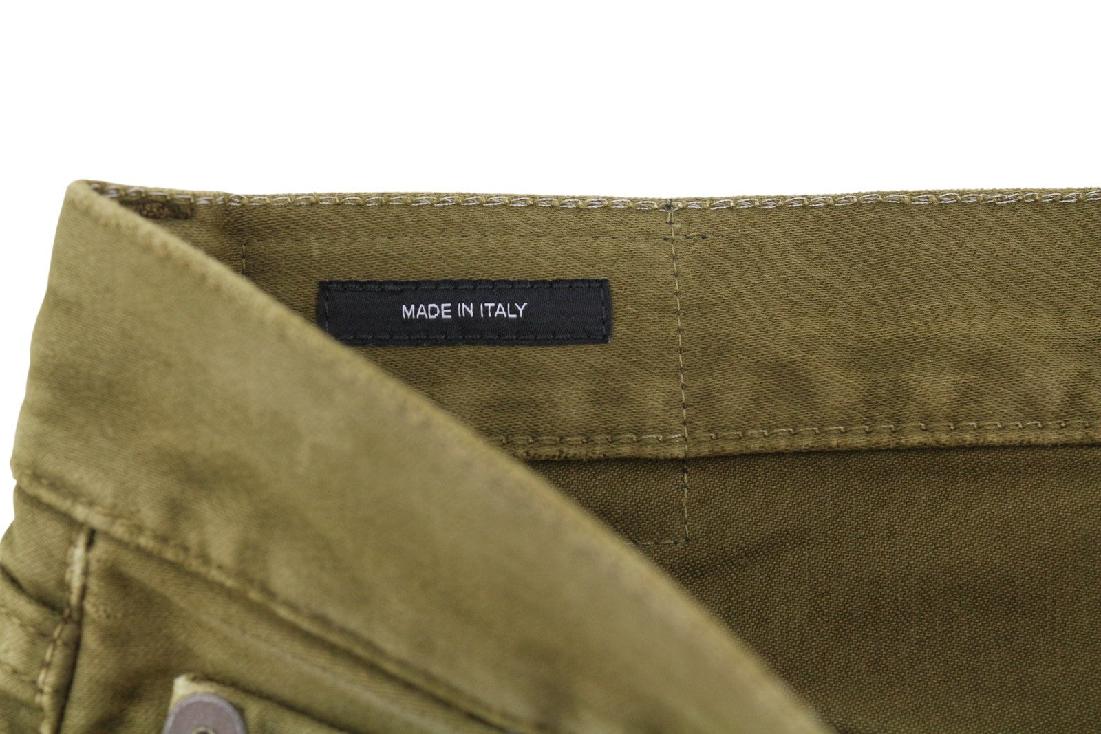 R13 Boyfriend moteriškos kelnės 27 alyvuogių spalvos dažyta moleskine su išblukusiu užtrauktuku iki kulkšnies FW25 