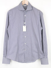 „SUITSUPPLY“ vyriški formalūs marškiniai ~S, mėlyni dryžuoti, ploni, tamprūs, iškirpti, medvilniniai 