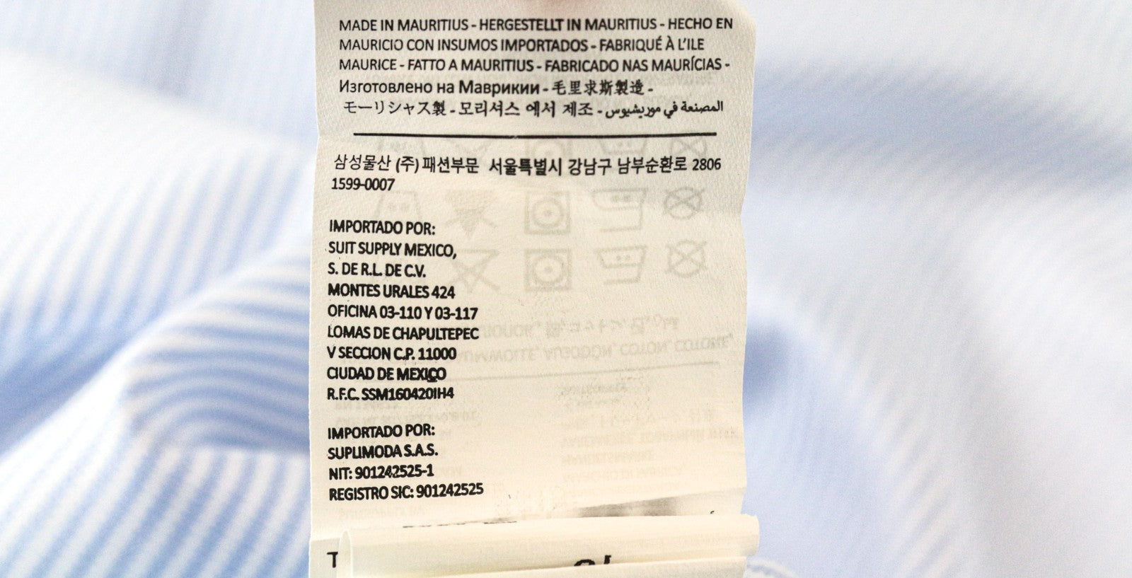 SUITSUPPLY Men's Formal Shirt 39L/15.5 Blue Striped Cutaway Extra Slim Fit