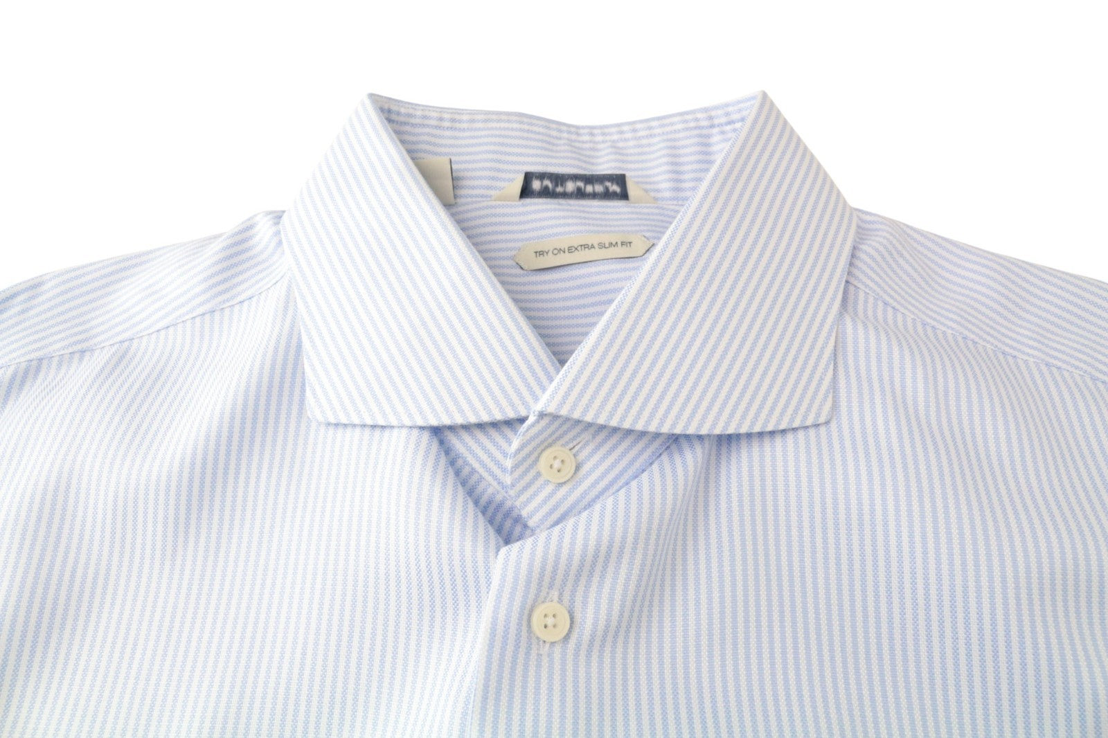 SUITSUPPLY Men's Formal Shirt 45L/17.75L Blue Striped Slim Try On Extra Fit