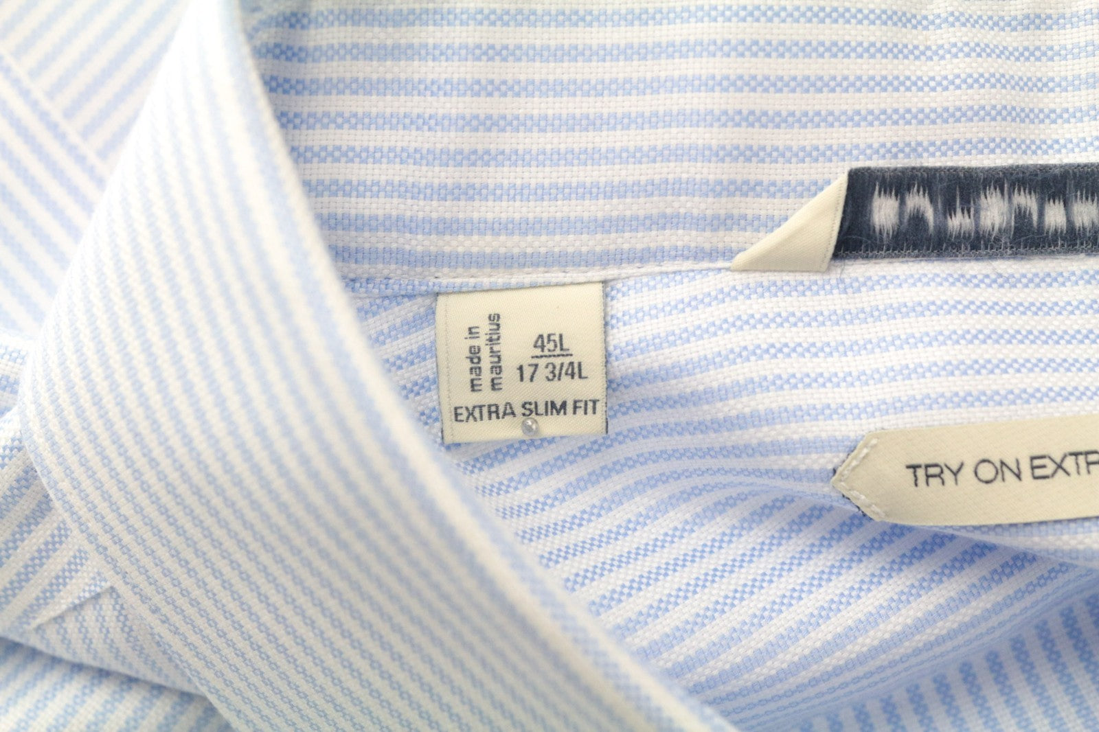 SUITSUPPLY Men's Formal Shirt 45L/17.75L Blue Striped Slim Try On Extra Fit