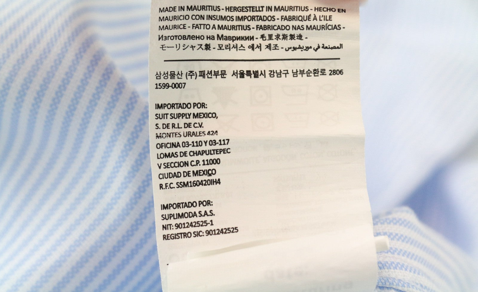 SUITSUPPLY Men's Formal Shirt 45L/17.75L Blue Striped Slim Try On Extra Fit