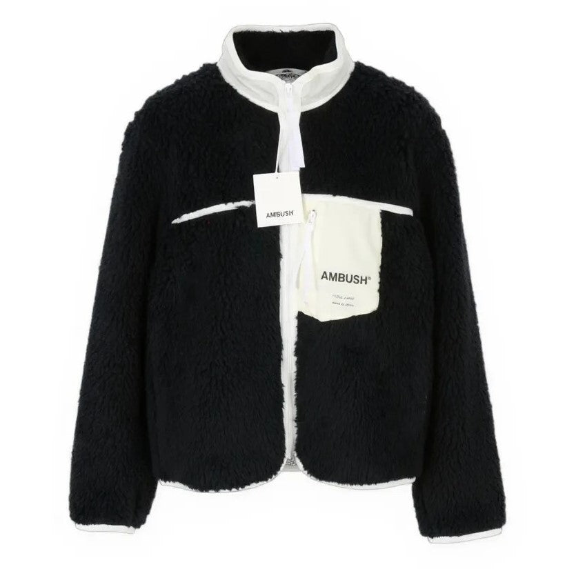AMBUSH nauja flisinė vyriška striukė L, juoda, pūkuota, dirbtinio kailio, užtrauktuku, lengva, RRP710 