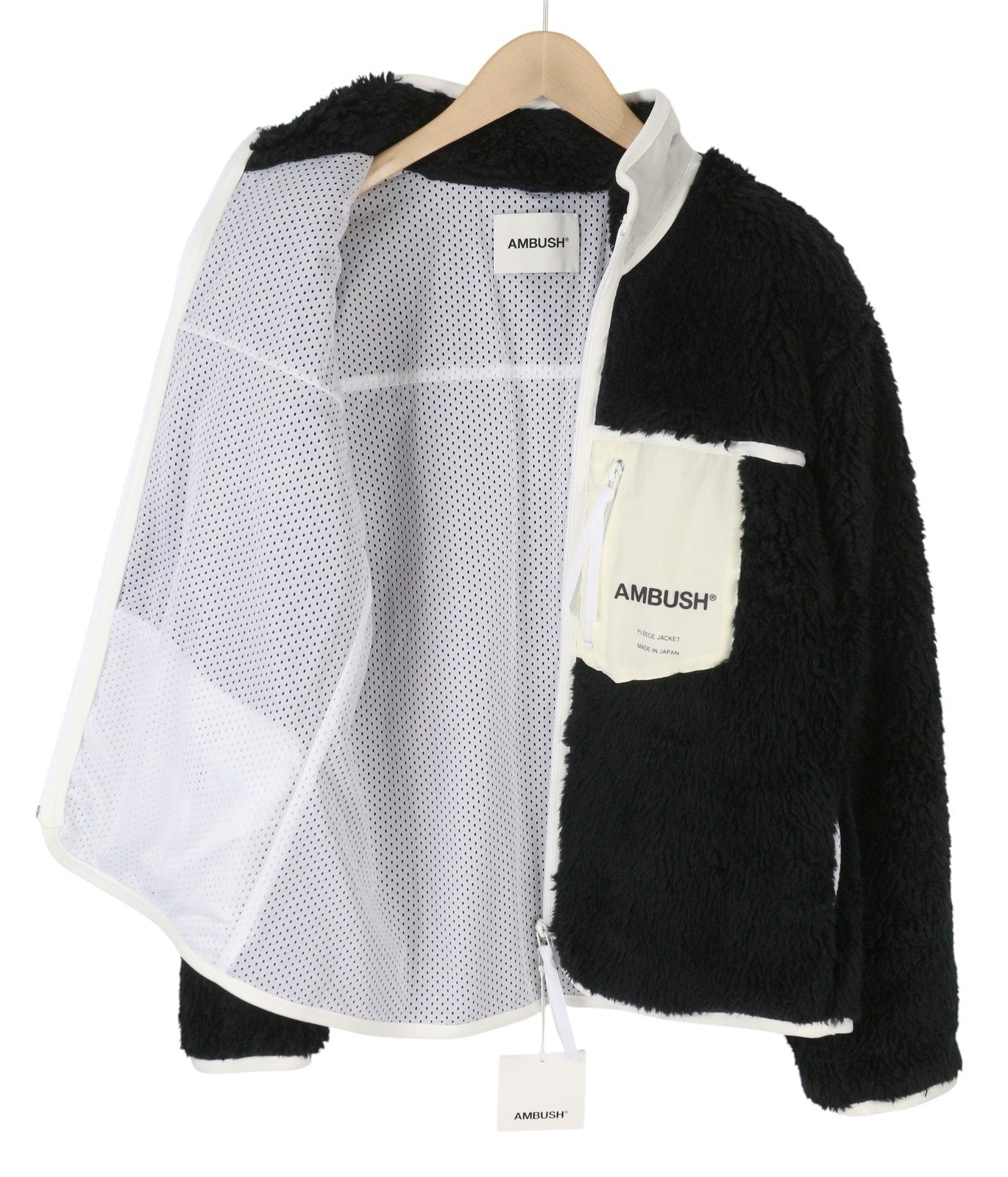 AMBUSH nauja flisinė vyriška striukė L, juoda, pūkuota, dirbtinio kailio, užtrauktuku, lengva, RRP710 