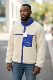 AMBUSH nauja vilnonė vyriška striukė M, dramblio kaulo spalvos, pūkuotas, dirbtinio kailio, užtrauktukas, lengva, RRP710 