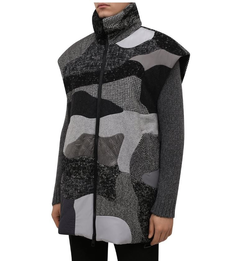 DOLCE &amp; GABBANA vyriška liemenė su 48 pilkų lopų užtiesalu, vilnos ir alpakų mišinio pamušalu, RRP2499 