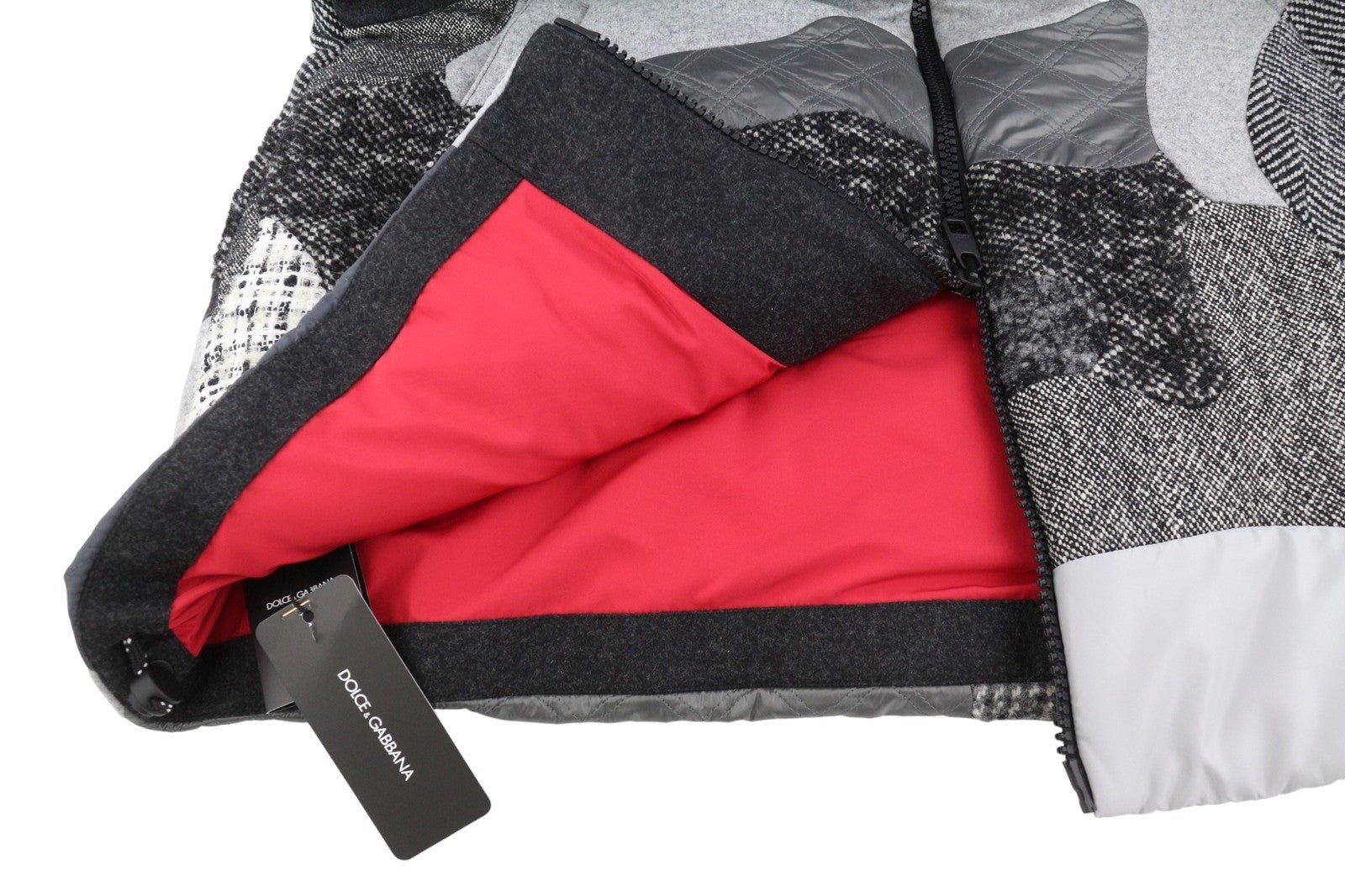 DOLCE & GABBANA Men Waistcoat 48 Grey Patches Wool Alpaca Blend Padded RRP2499