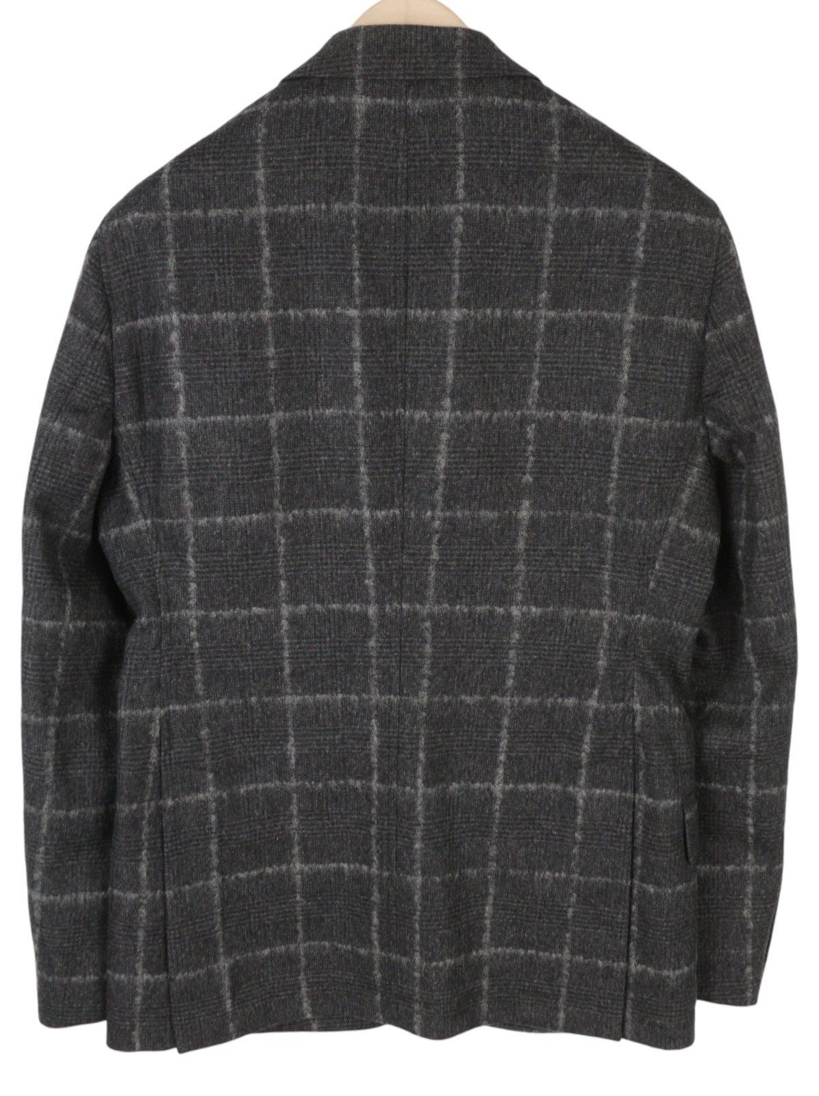 HACKETT vyriškas buklė švarkas su vilnoniu languotu raštu, pilkas, su pamušalu snapelyje, RRP575 