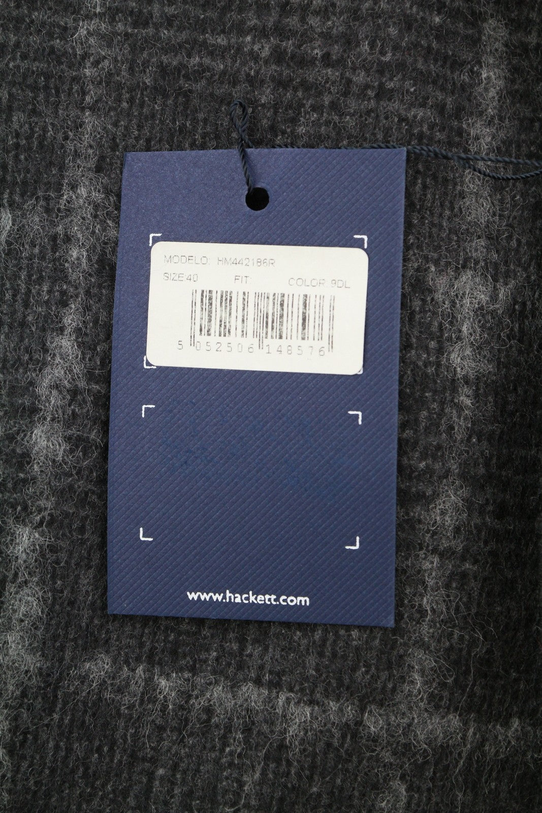 HACKETT vyriškas buklė švarkas su vilnoniu languotu raštu, pilkas, su pamušalu snapelyje, RRP575 