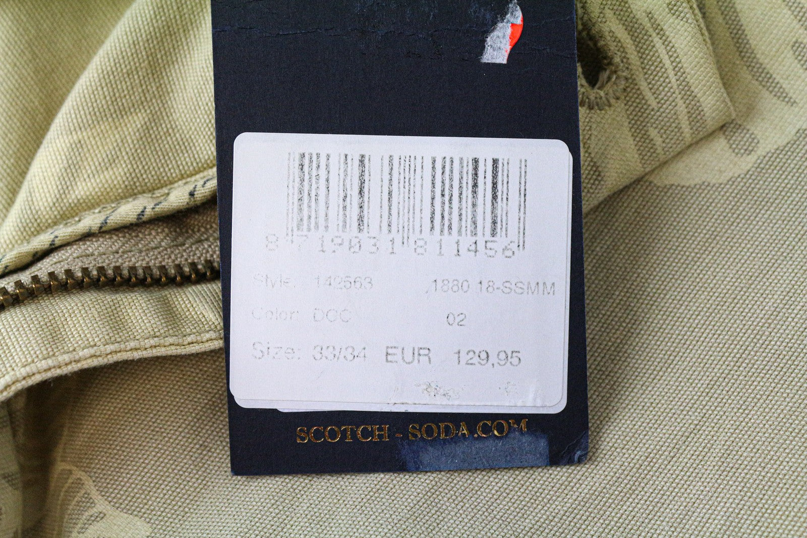 SCOTCH &amp; SODA Warren vyriškos kelnės W33/L34 rudos, raštuotos, tiesios, tamprios 