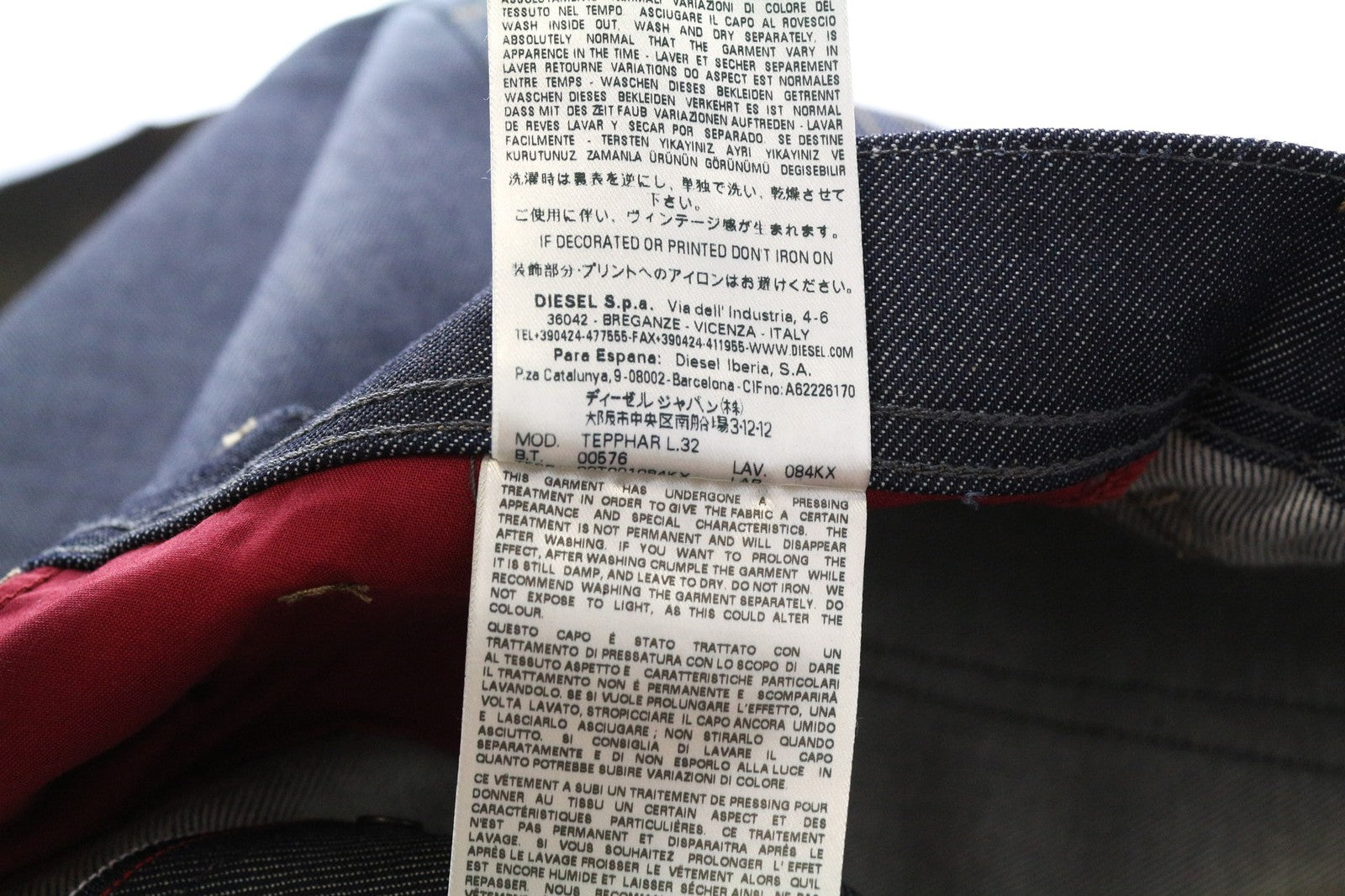 DIESEL Tepphar 084KX Men's Jeans W28/L32 Slim Tapered Blue Stretch Cotton Fit