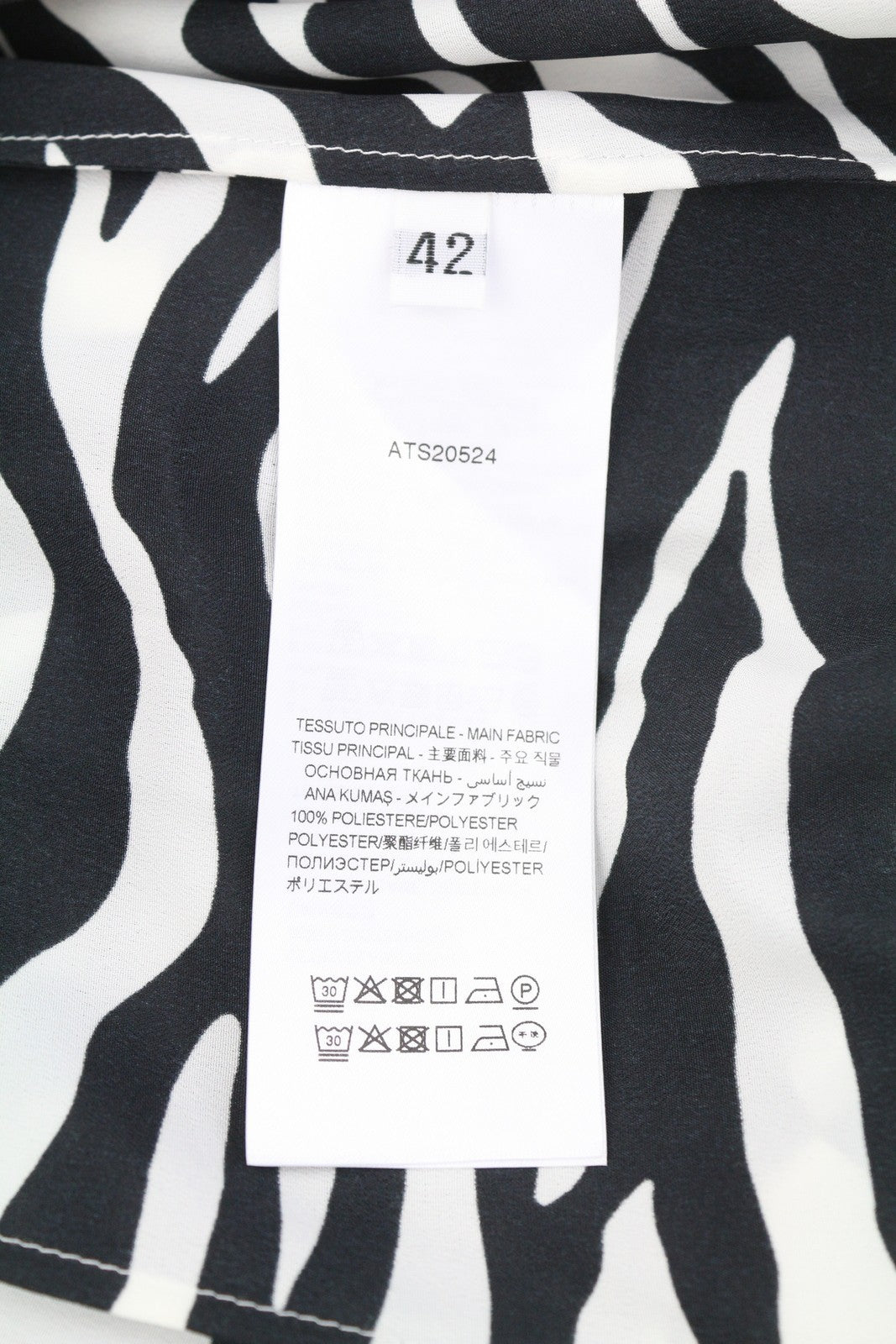 THE ATTICO moteriška suknelė 42 ilgomis rankovėmis, zebro rašto, su diržu, krepinė, apvyniojama maksi suknelė, RRP1199 