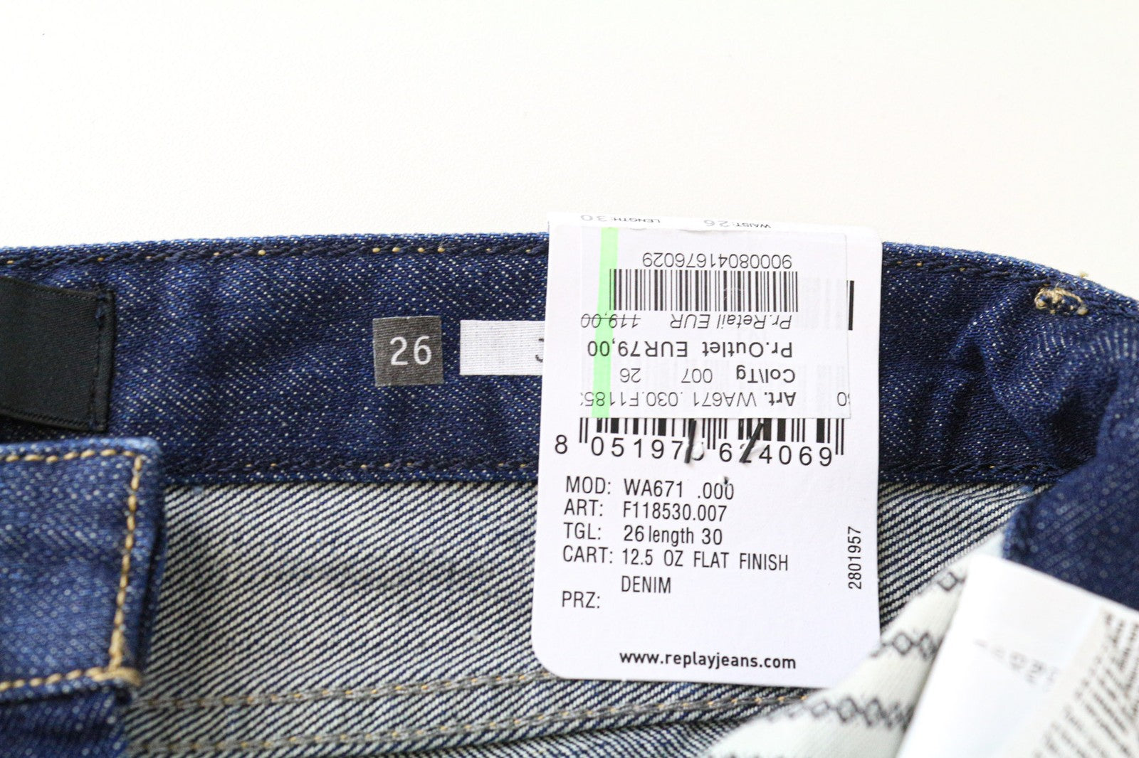 REPLAY Jacksy Women's Jeans W26/L30 Blue Pure Cotton Straight Fit Washed Pants