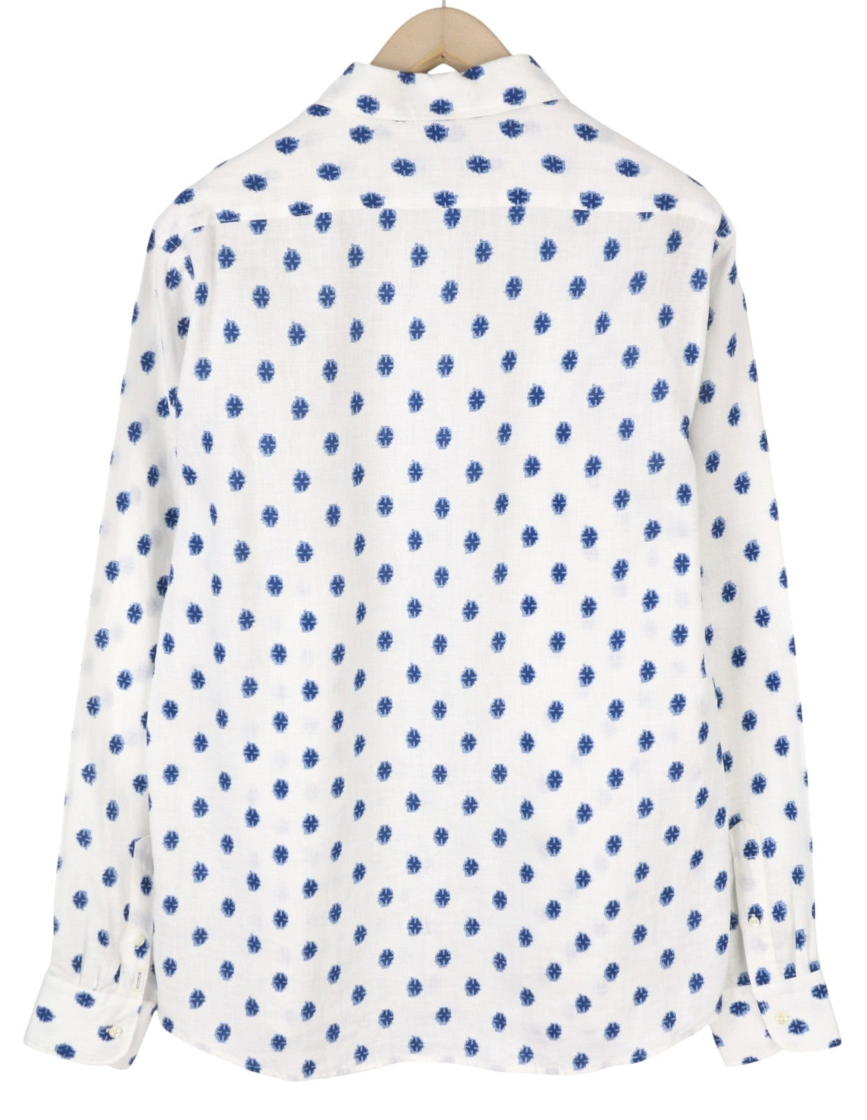 SCOTCH &amp; SODA vyriški XL dydžio balti raštuoti lininiai marškinėliai su sagomis ir laisvalaikio logotipu 