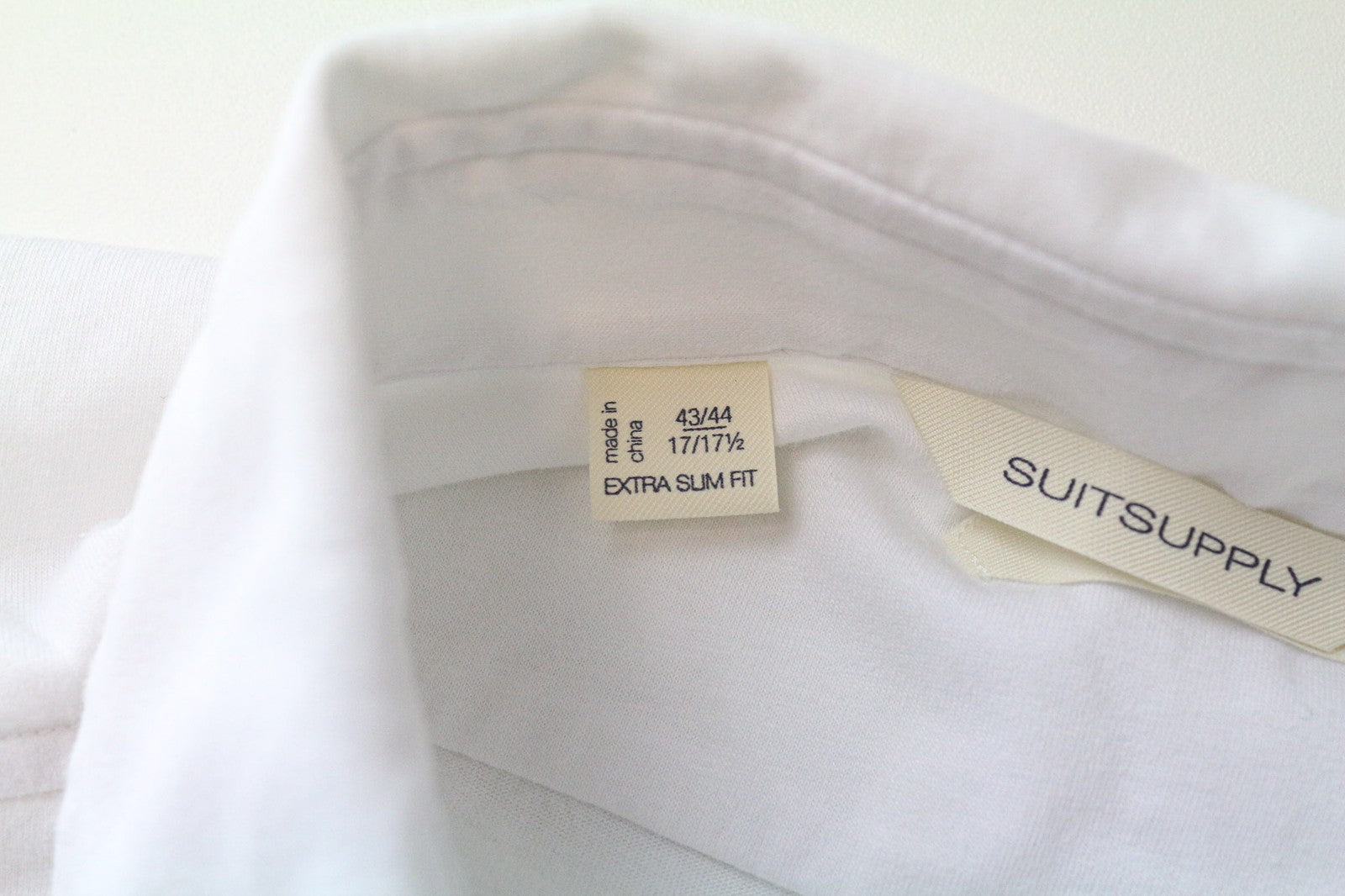 SUITSUPPLY Men's Polo Shirt 43/44/17/17.5 Extra Slim White Short Sleeve Cotton