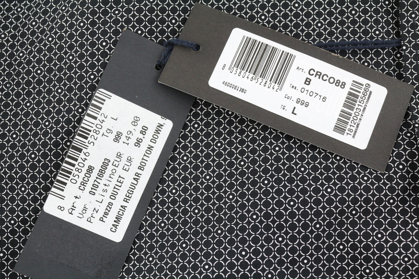 HARMONT &amp; BLAINE įprasto kirpimo vyriški marškinėliai L, juodi, raštuoti, su sagomis užsegama apykakle, laisvalaikio stiliaus