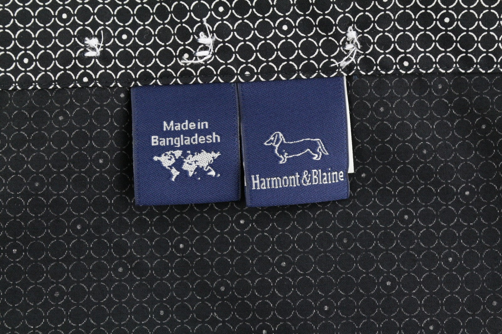 HARMONT &amp; BLAINE įprasto kirpimo vyriški marškinėliai L, juodi, raštuoti, su sagomis užsegama apykakle, laisvalaikio stiliaus