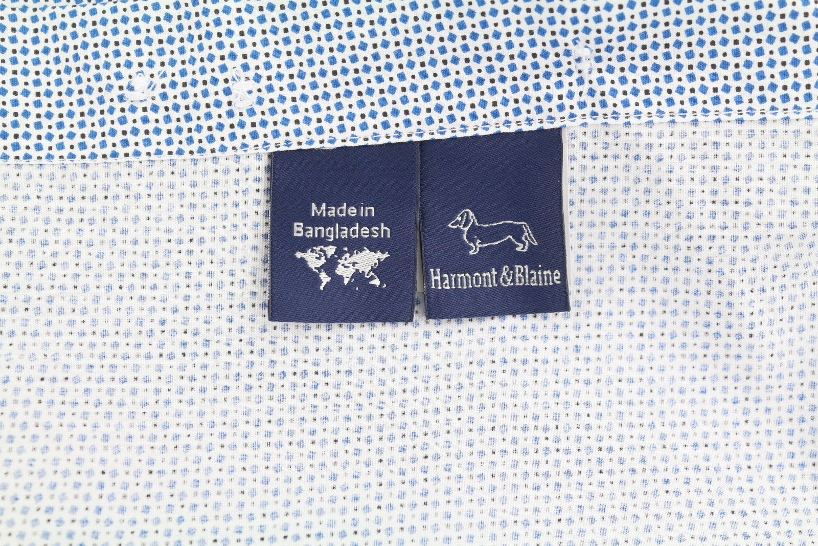 HARMONT &amp; BLAINE siauri vyriški marškinėliai, XL dydžio, mėlyni, raštuoti, su sagomis užsegama apykakle, laisvalaikio stiliaus