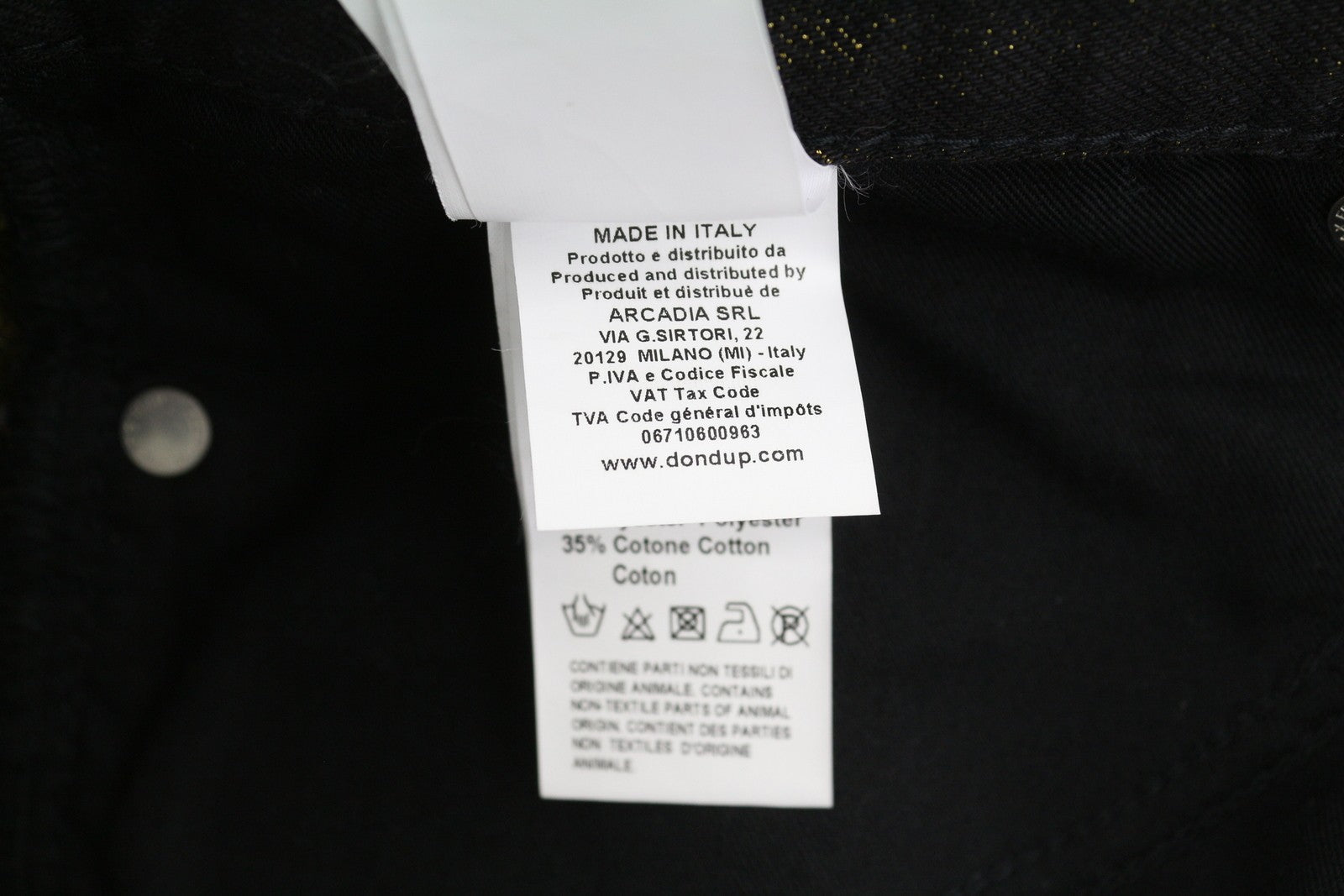 DONDUP moteriški džinsai 27 juodi, auksiniai, blizgučiai, plėšyti, trumpi, laisvi, RRP295 