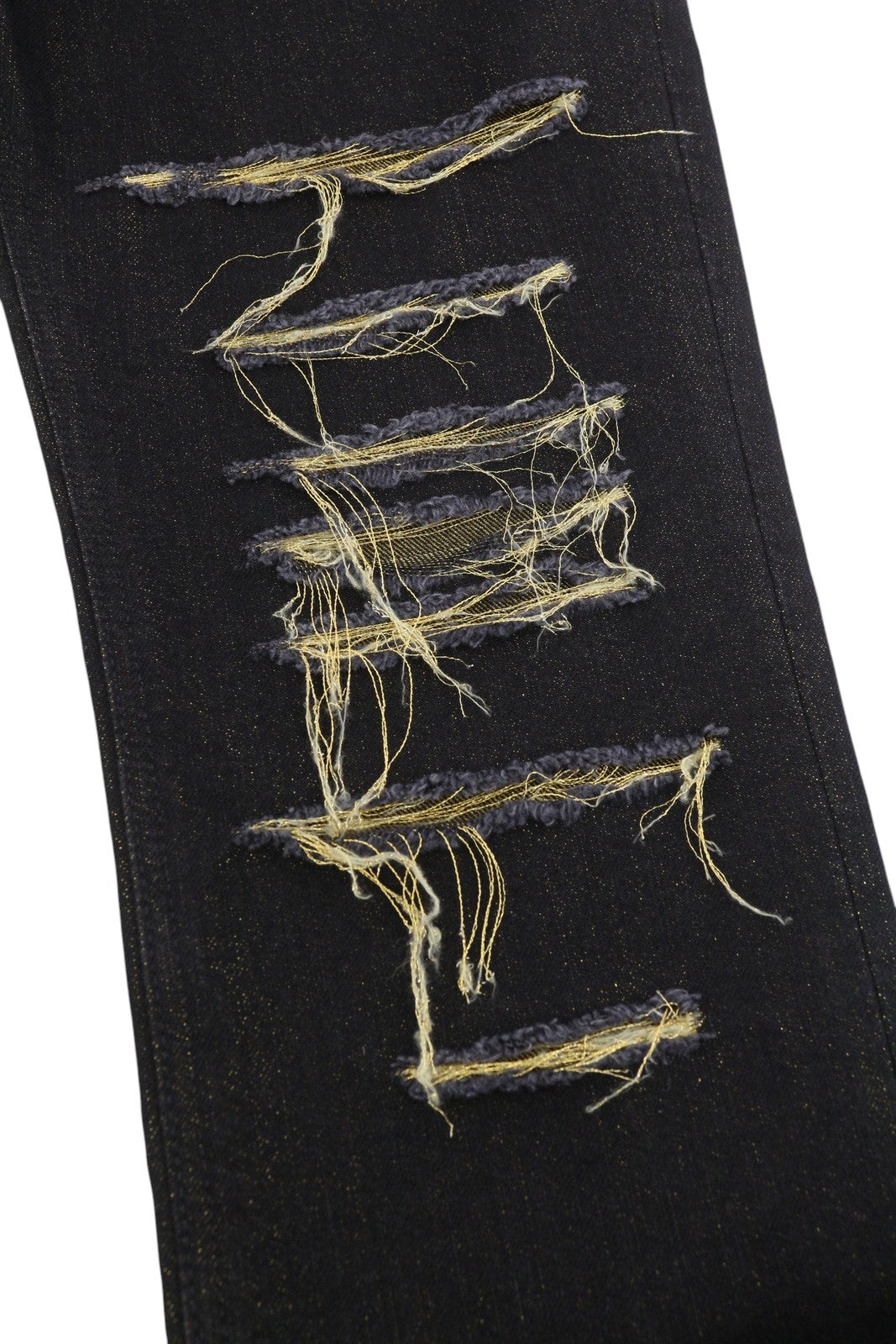 DONDUP moteriški džinsai 27 juodi, auksiniai, blizgučiai, plėšyti, trumpi, laisvi, RRP295 