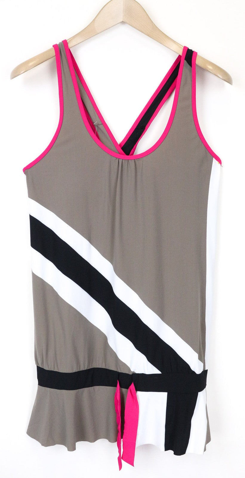 SWEATY BETTY Race Overvest moteriški sportiniai marškinėliai L dydžio rudi berankoviai treniruočių megztiniai 