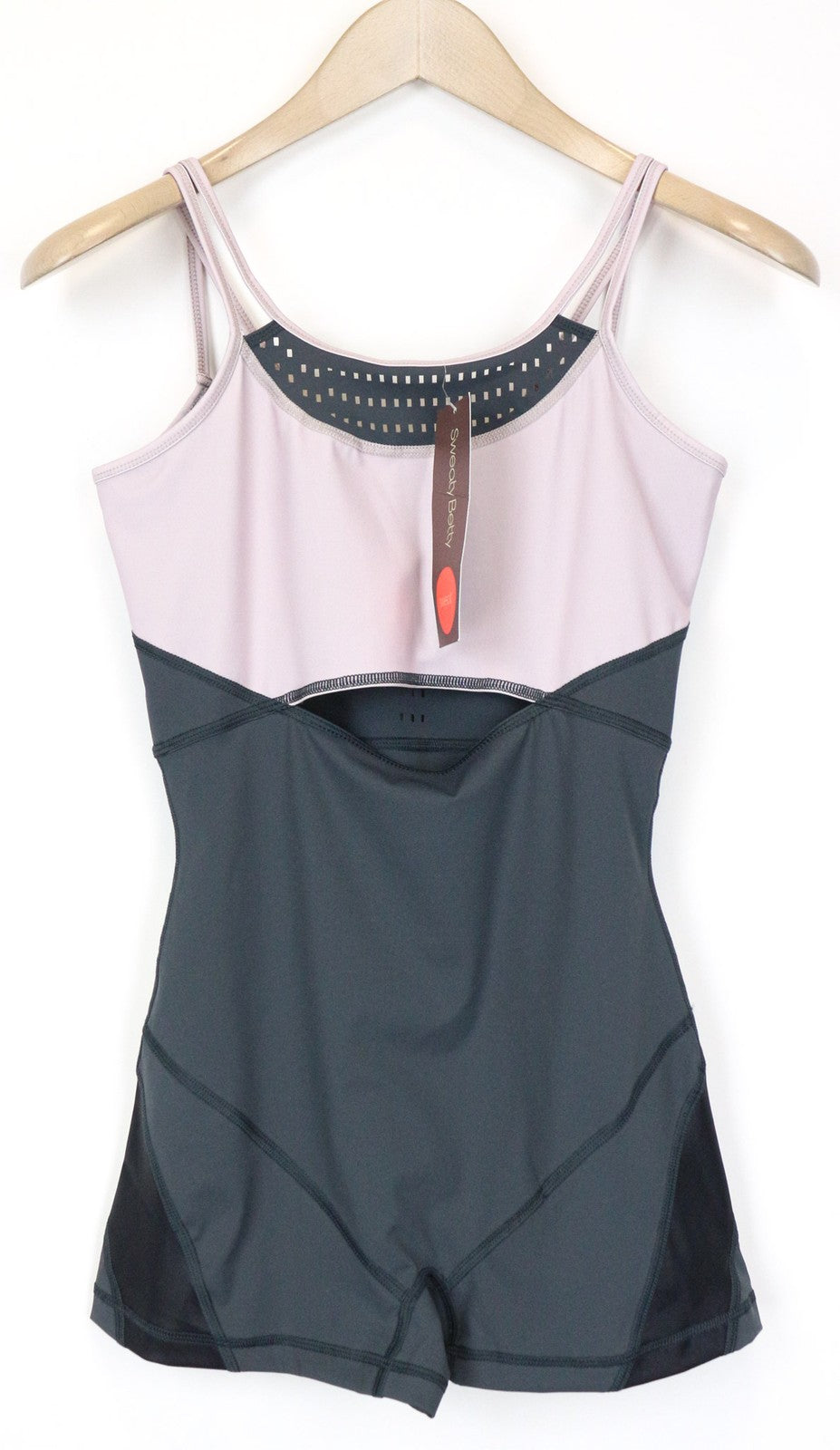 SWEATY BETTY Passe moteriškas triko XS/S pilkai violetinis šokių kombinezonas be rankovių 