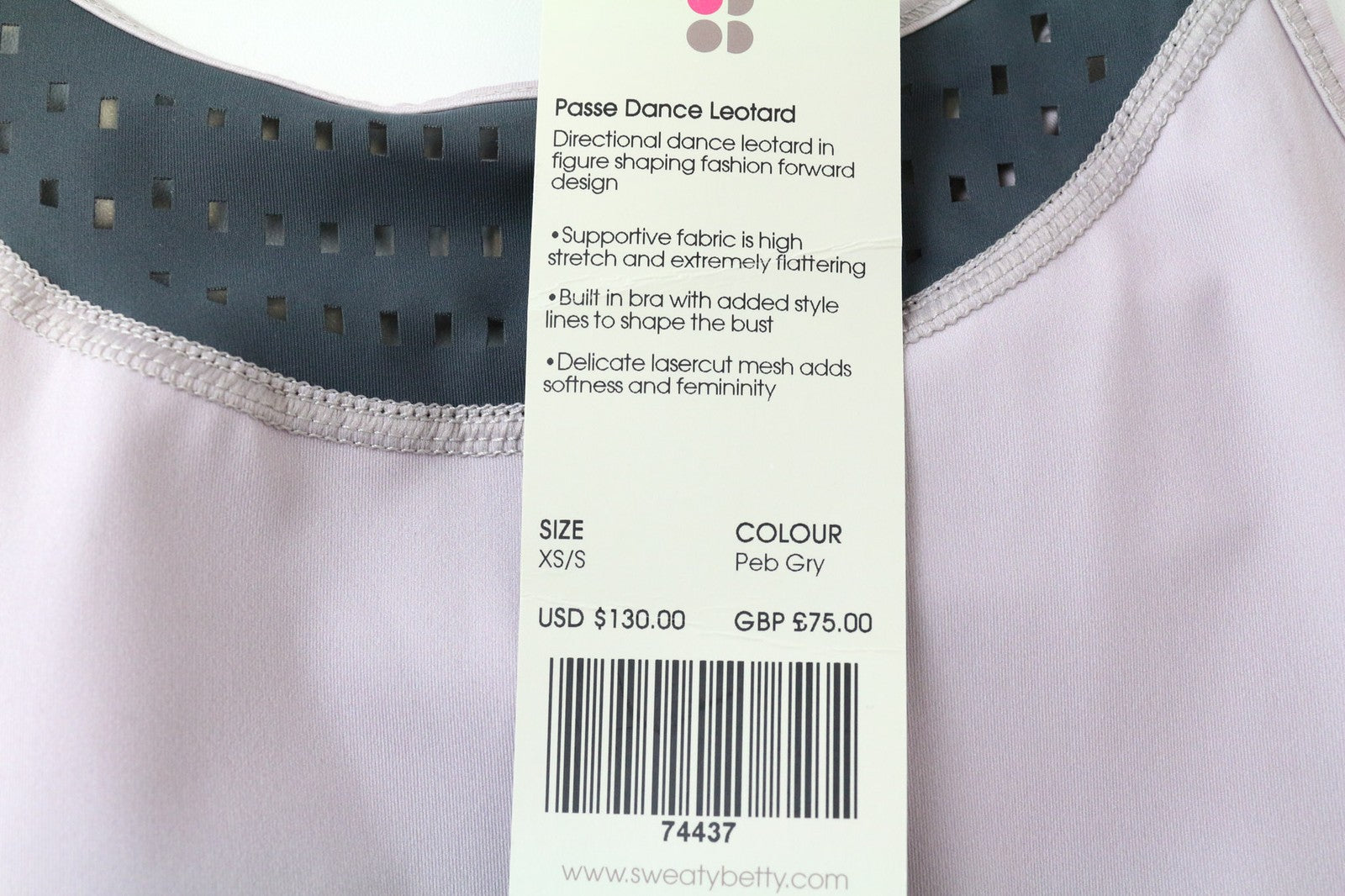 SWEATY BETTY Passe moteriškas triko XS/S pilkai violetinis šokių kombinezonas be rankovių 