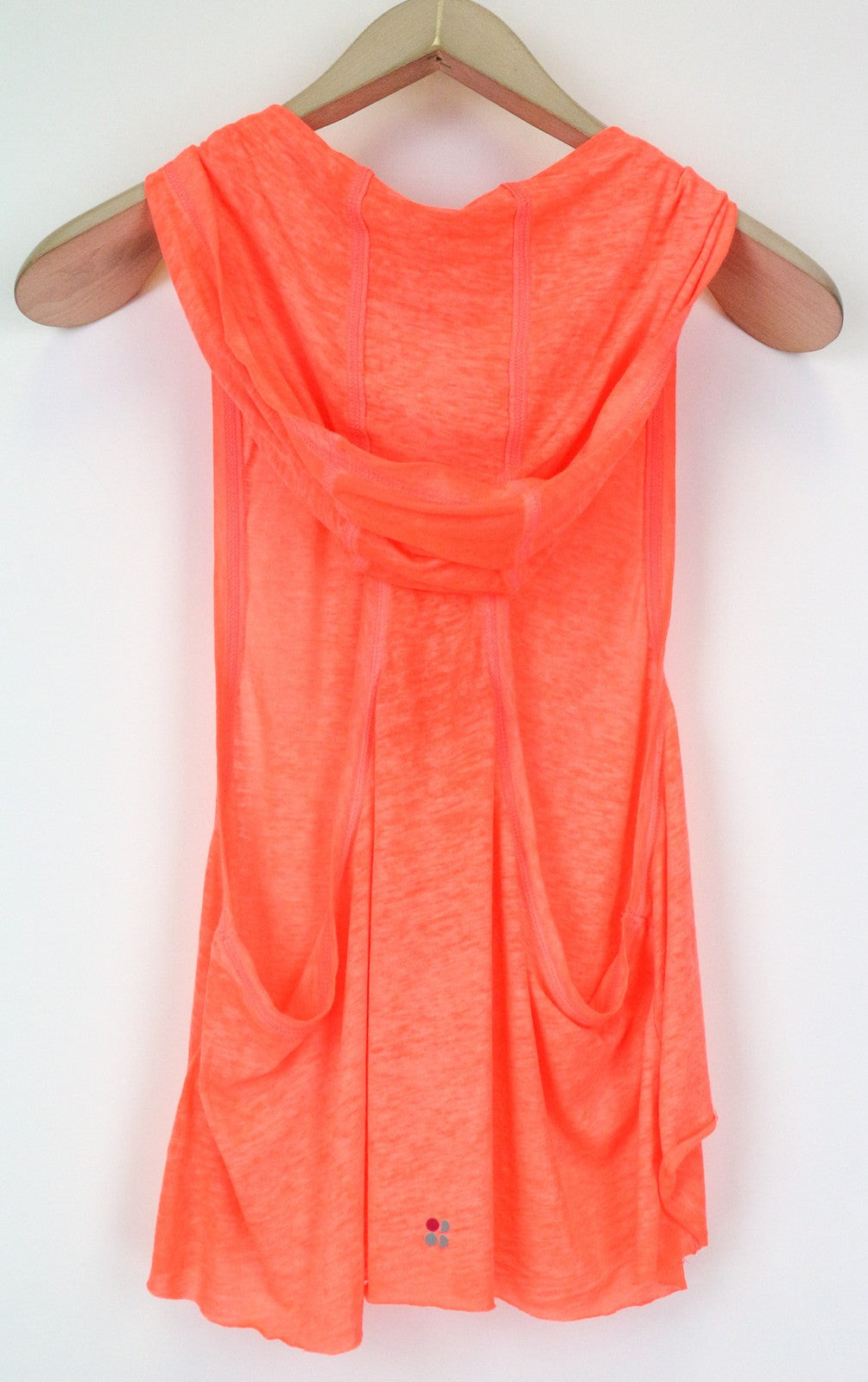 SWEATY BETTY trumpi moteriški marškinėliai su gobtuvu, XL dydžio, oranžiniai, laisvi medvilnės mišinio marškinėliai su gobtuvu 