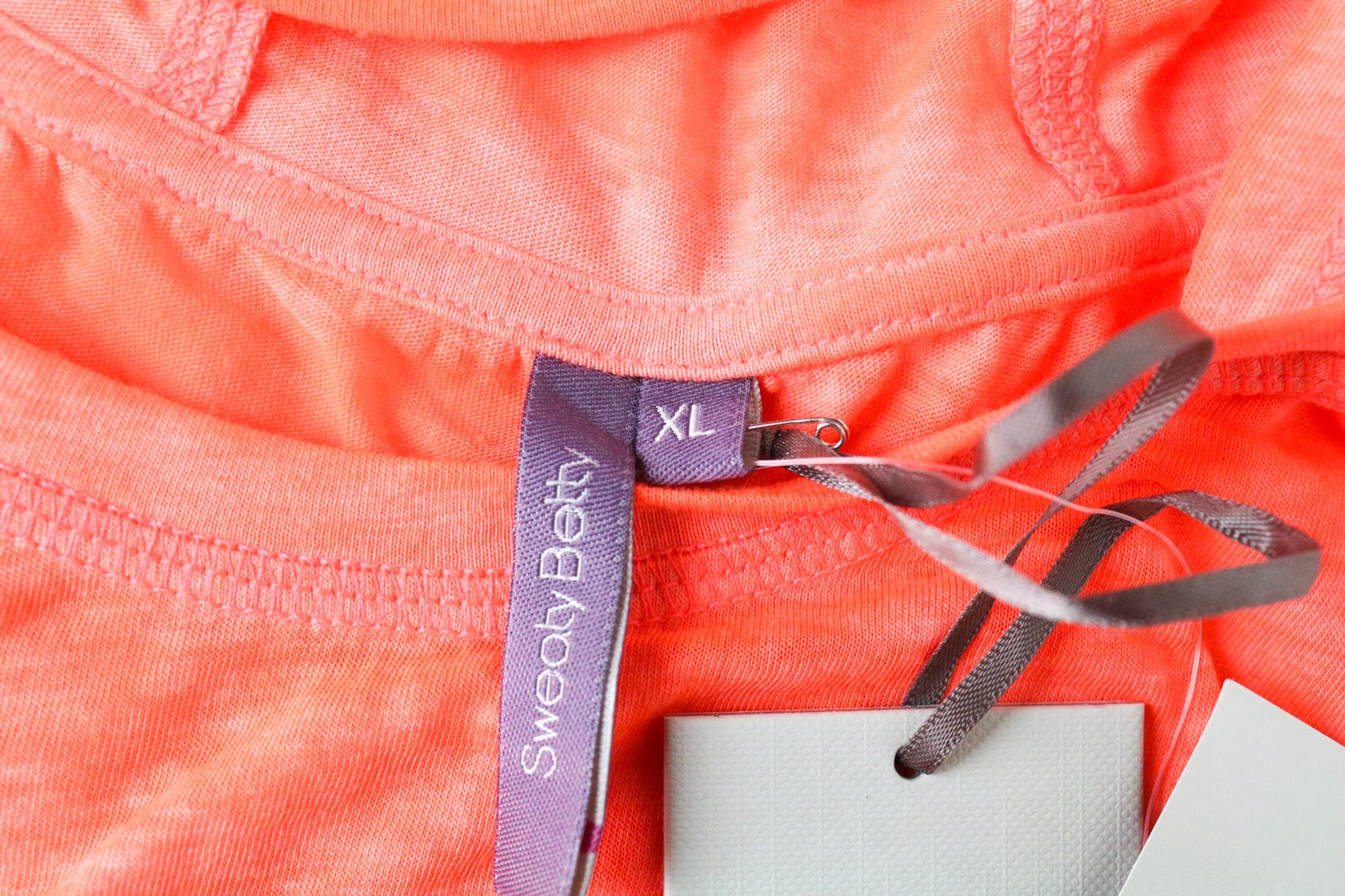 SWEATY BETTY trumpi moteriški marškinėliai su gobtuvu, XL dydžio, oranžiniai, laisvi medvilnės mišinio marškinėliai su gobtuvu 