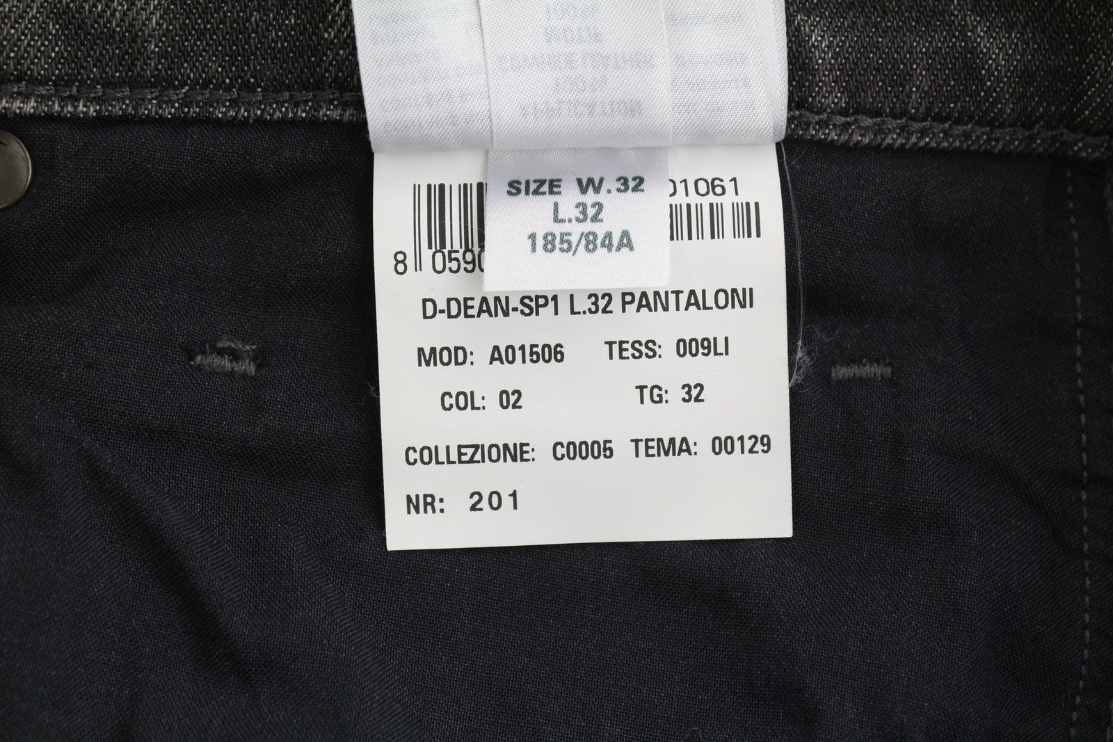 DIESEL D-Dean 009LI vyriški džinsai W32/L32 juodi, išblukę, ploni, tamprūs, užtrauktukai, „Fly Biker“ stiliaus. 