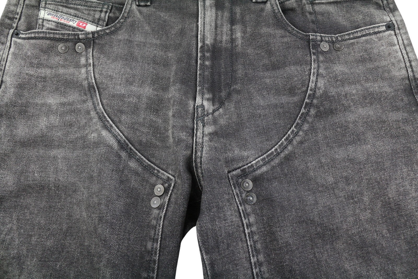 DIESEL D-Dean 009LI vyriški džinsai W32/L32 juodi, išblukę, ploni, tamprūs, užtrauktukai, „Fly Biker“ stiliaus. 