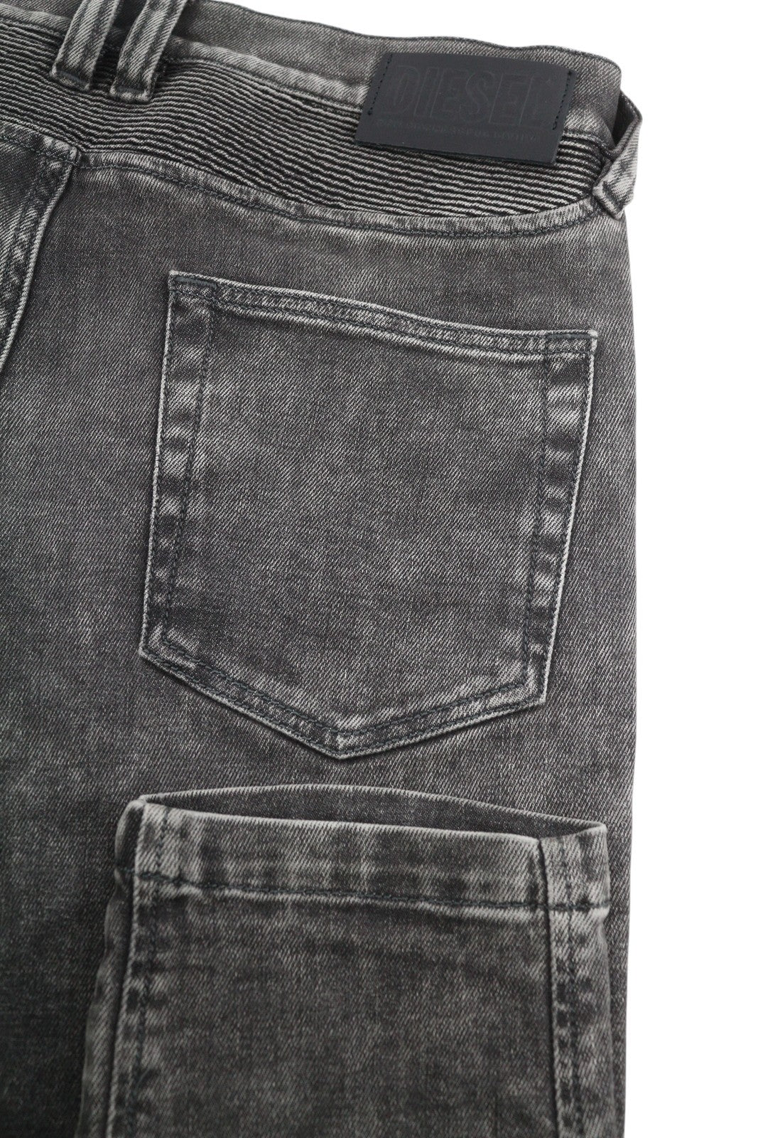 DIESEL D-Dean 009LI vyriški džinsai W32/L32 juodi, išblukę, ploni, tamprūs, užtrauktukai, „Fly Biker“ stiliaus. 