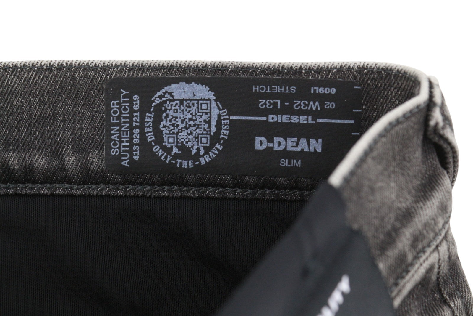 DIESEL D-Dean 009LI vyriški džinsai W32/L32 juodi, išblukę, ploni, tamprūs, užtrauktukai, „Fly Biker“ stiliaus. 