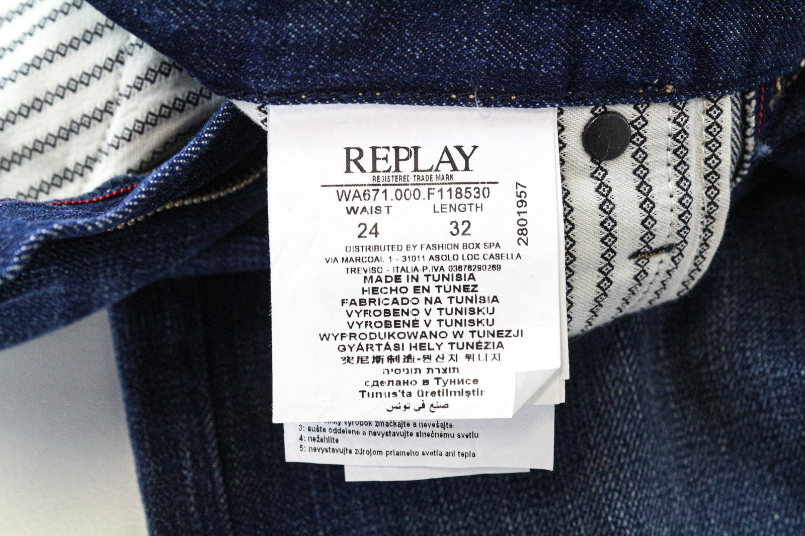 REPLAY Jacksy Women's Jeans W24/L32 Washed Blue Pure Cotton Straight Fit Pants