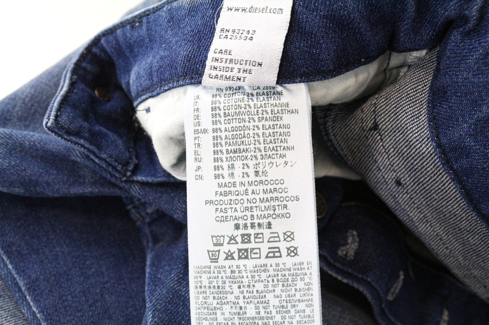 DIESEL D-Bazer 0090D Men's Jeans W28/L32 Washed Blue Cotton Tapered Fit Pants