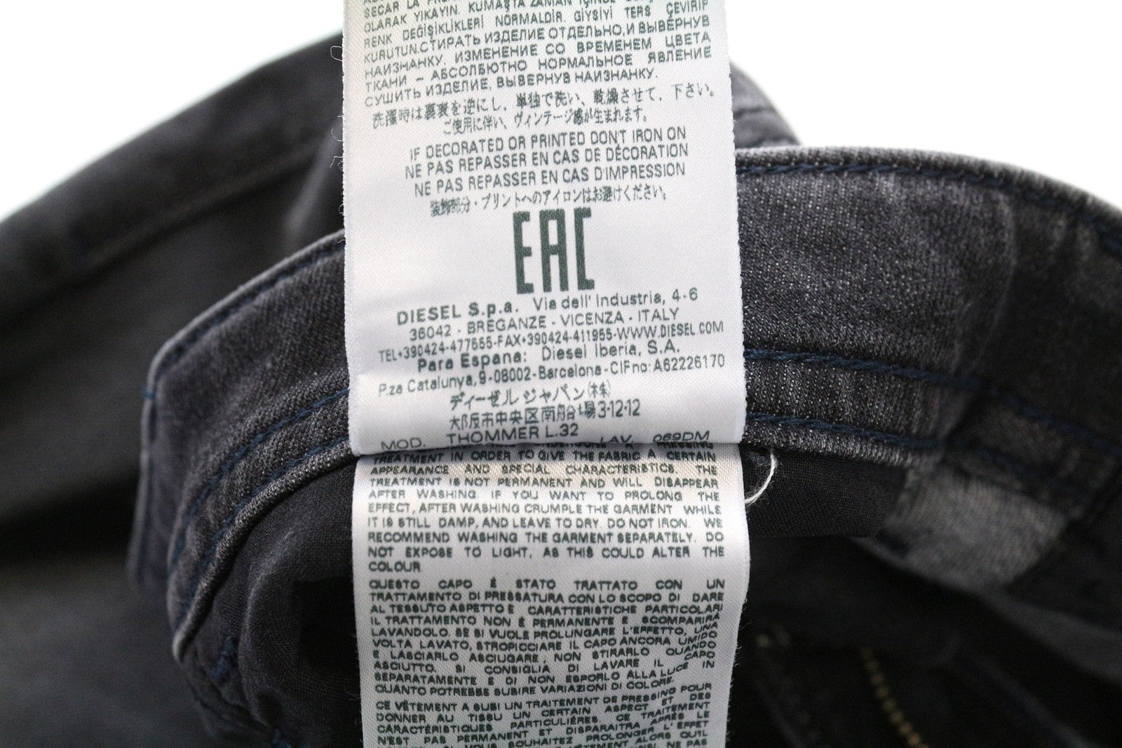 DIESEL Thommer 069DM Men's Jeans W28/L32 Dark Grey Cotton Slim Skinny Fit