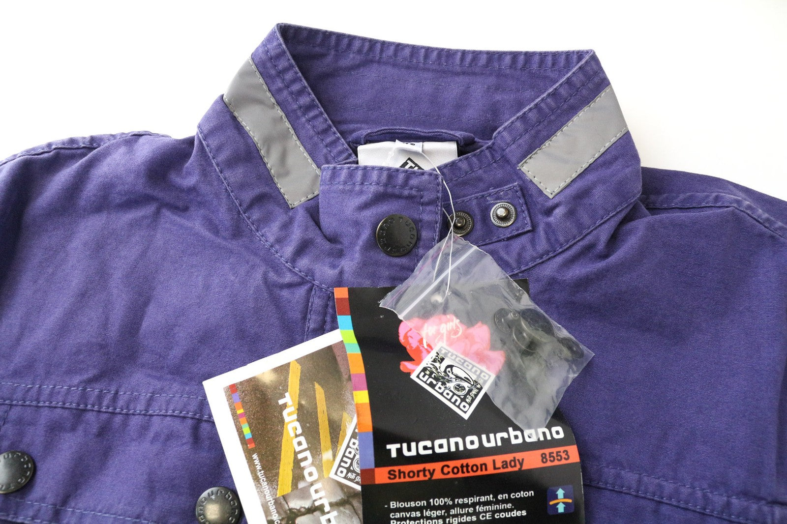 TUCANO URBANO trumpa moteriška striukė IT40 violetinė medvilninė užtrauktuku ir motociklų stiliaus pamušalu 