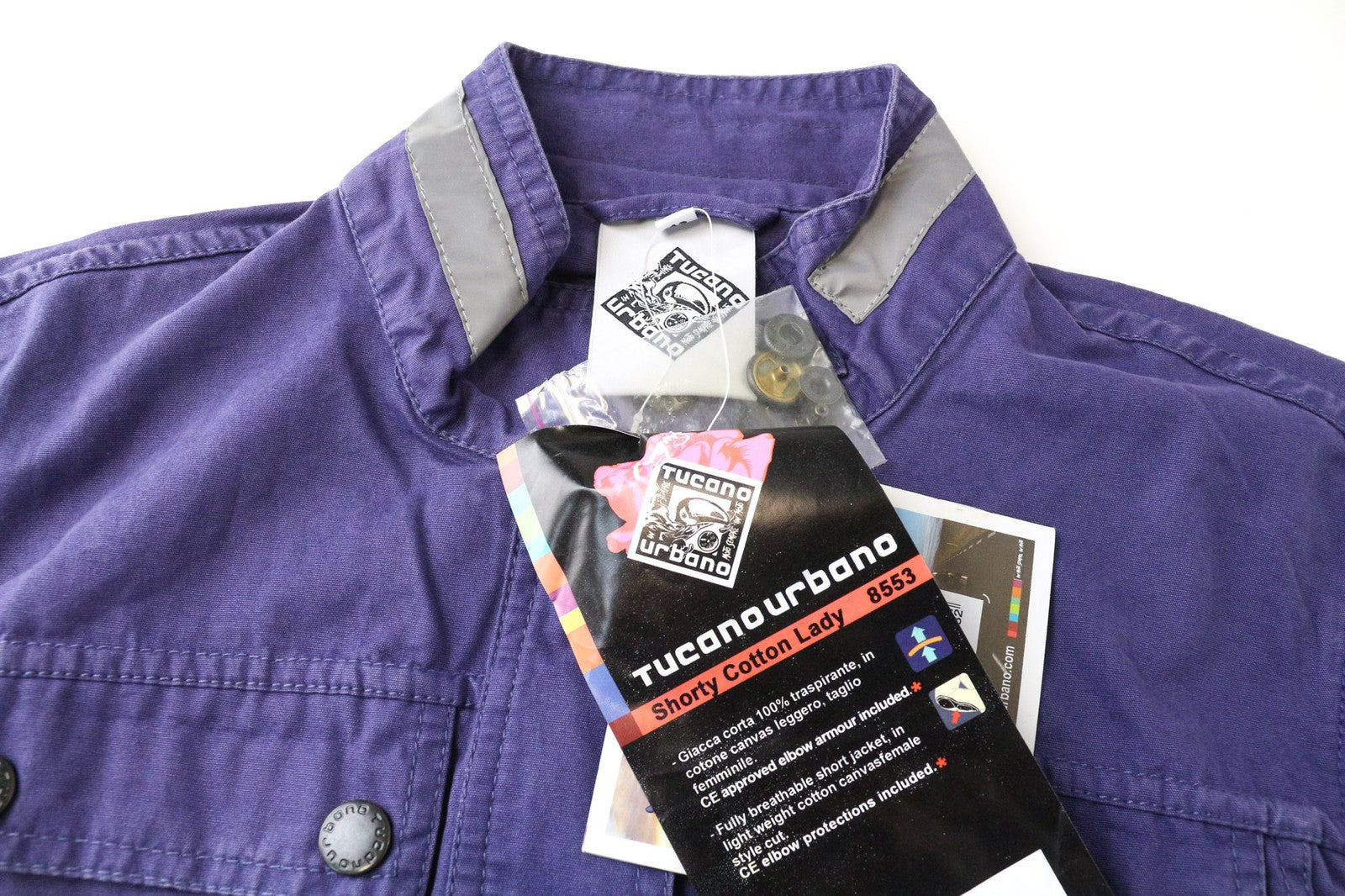 TUCANO URBANO trumpa moteriška striukė IT42 violetinė kvėpuojanti medvilninė motociklininko striukė 