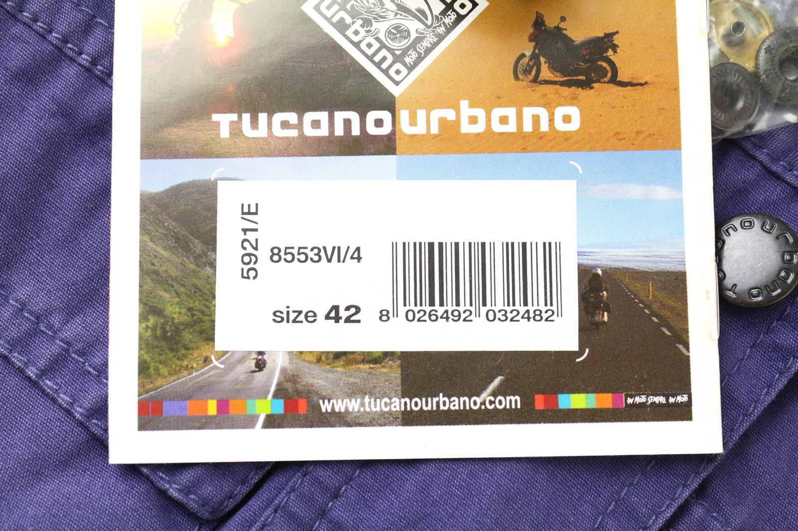 TUCANO URBANO trumpa moteriška striukė IT42 violetinė kvėpuojanti medvilninė motociklininko striukė 