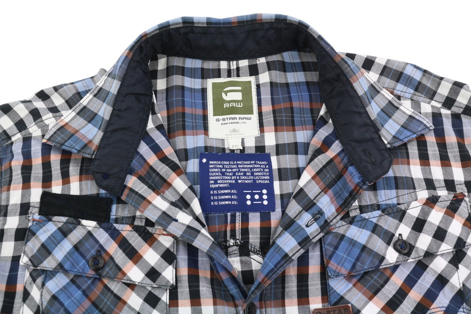 G-STAR Aero Phantom Check L/S vyriški marškinėliai, 2XL, laisvalaikio languoti, sagomis užsegami, išplatinta apykakle. 