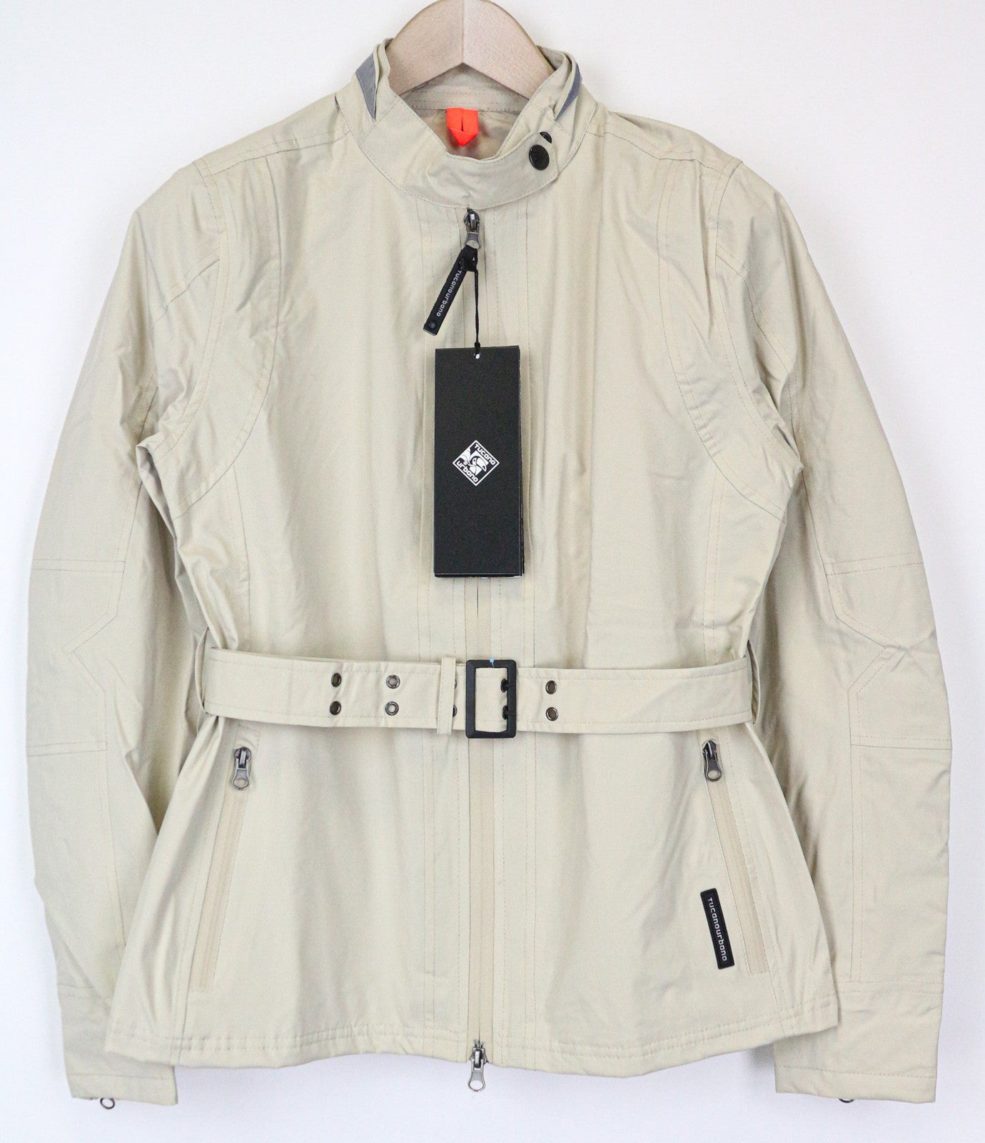 TUCANO URBANO Beatrix moteriška striukė IT42 smėlio spalvos, vandeniui atspari motociklininkų striukė su diržu 