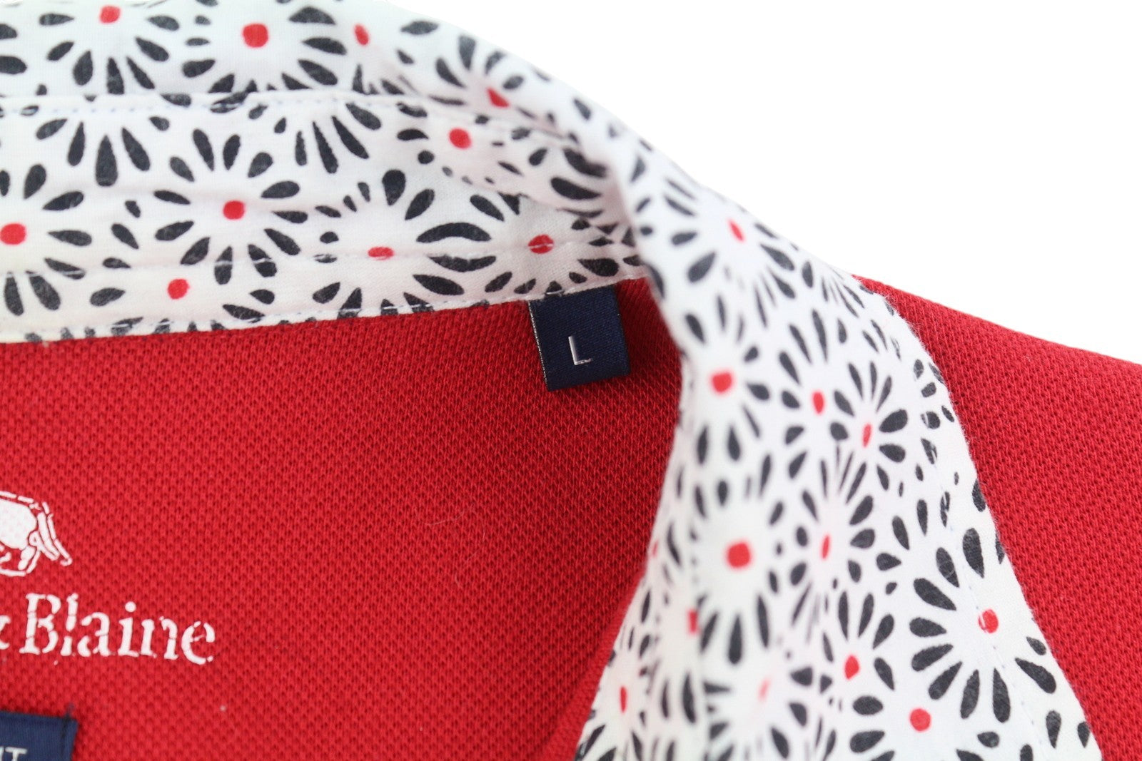 HARMONT &amp; BLAINE siauro kirpimo vyriški polo marškinėliai L dydžio, raudoni, su sagomis ir trumpomis rankovėmis 