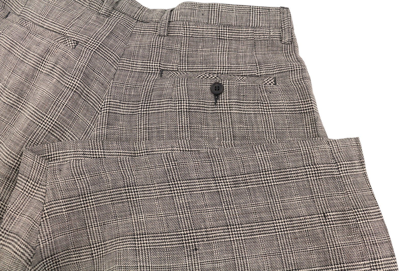 R13 Jumbo pritaikytos moteriškos kelnės 27 rudos lininės Bermudų stiliaus su lašeliu tarpkojyje SS25 RRP799 